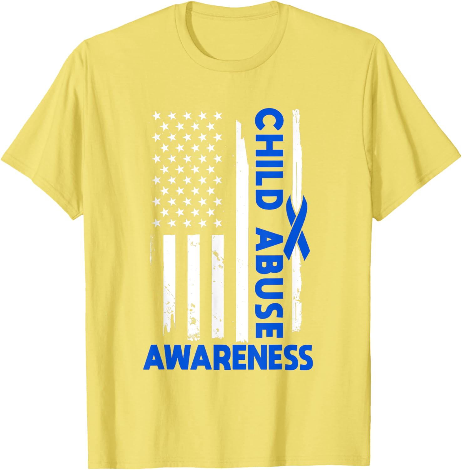 American Flag Child Abuse Awareness Wear Blue Ribbon T-Shirt for Kids - 7