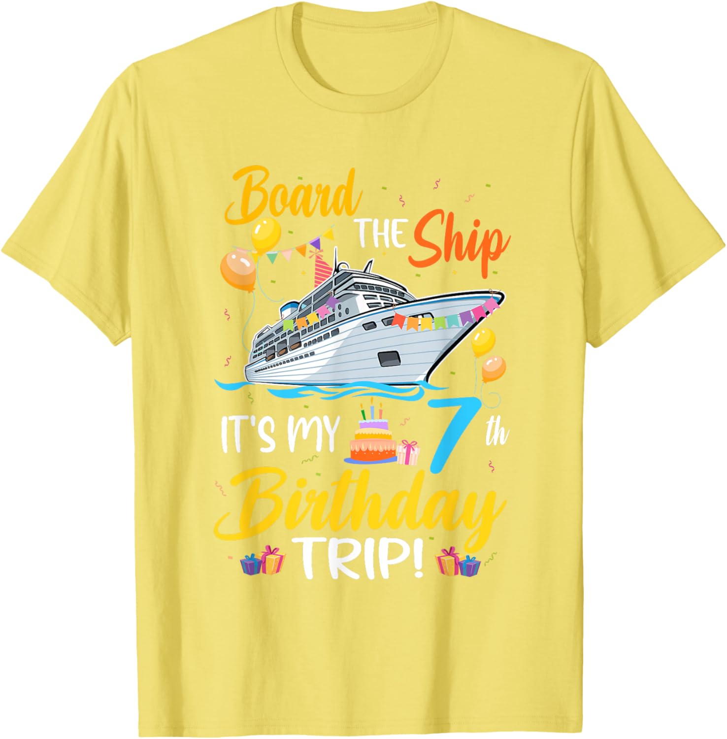Fun 7th Birthday Cruise Party T-Shirt for Kids - Board the Ship Design - 10