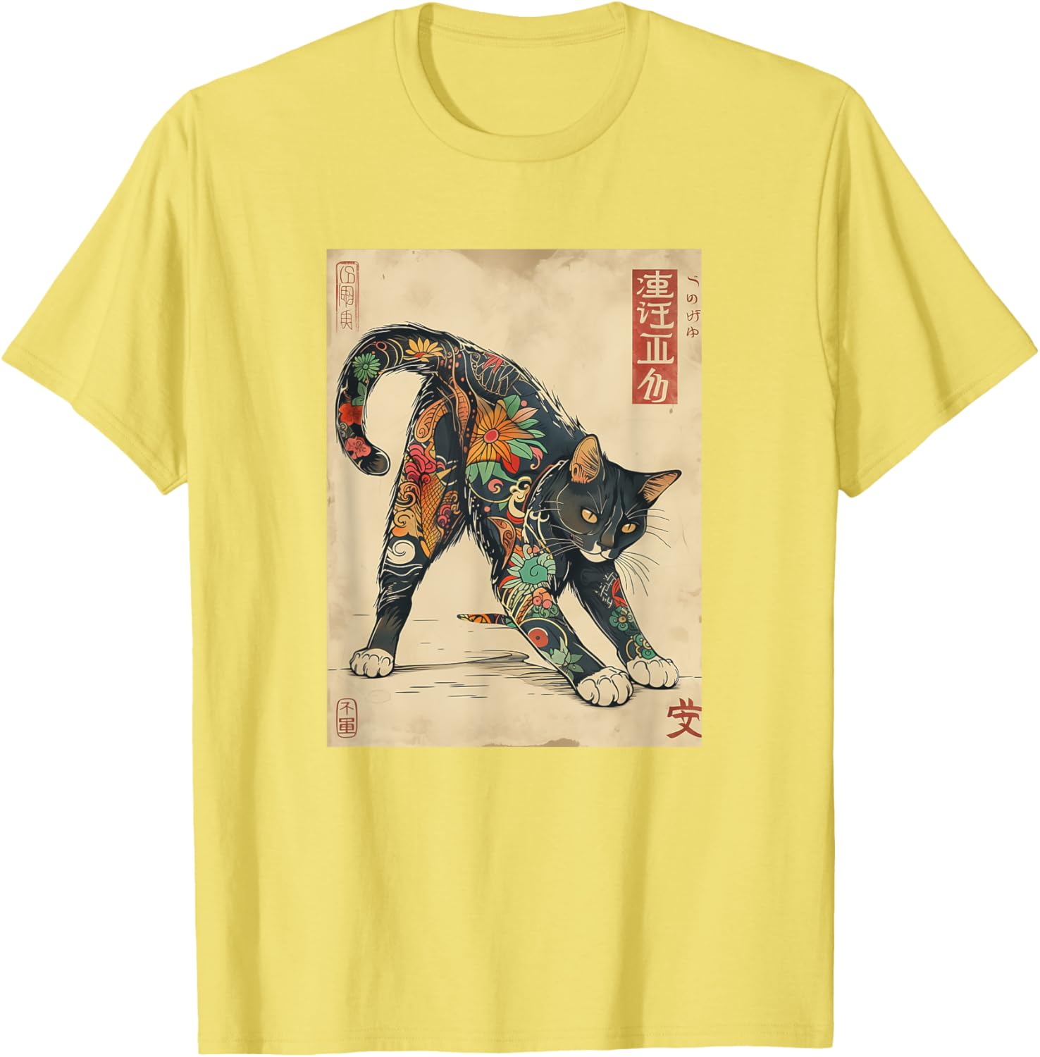 Unique Cat Japanese Tattoo Art T-Shirt for Men, Women, and Kids - 5