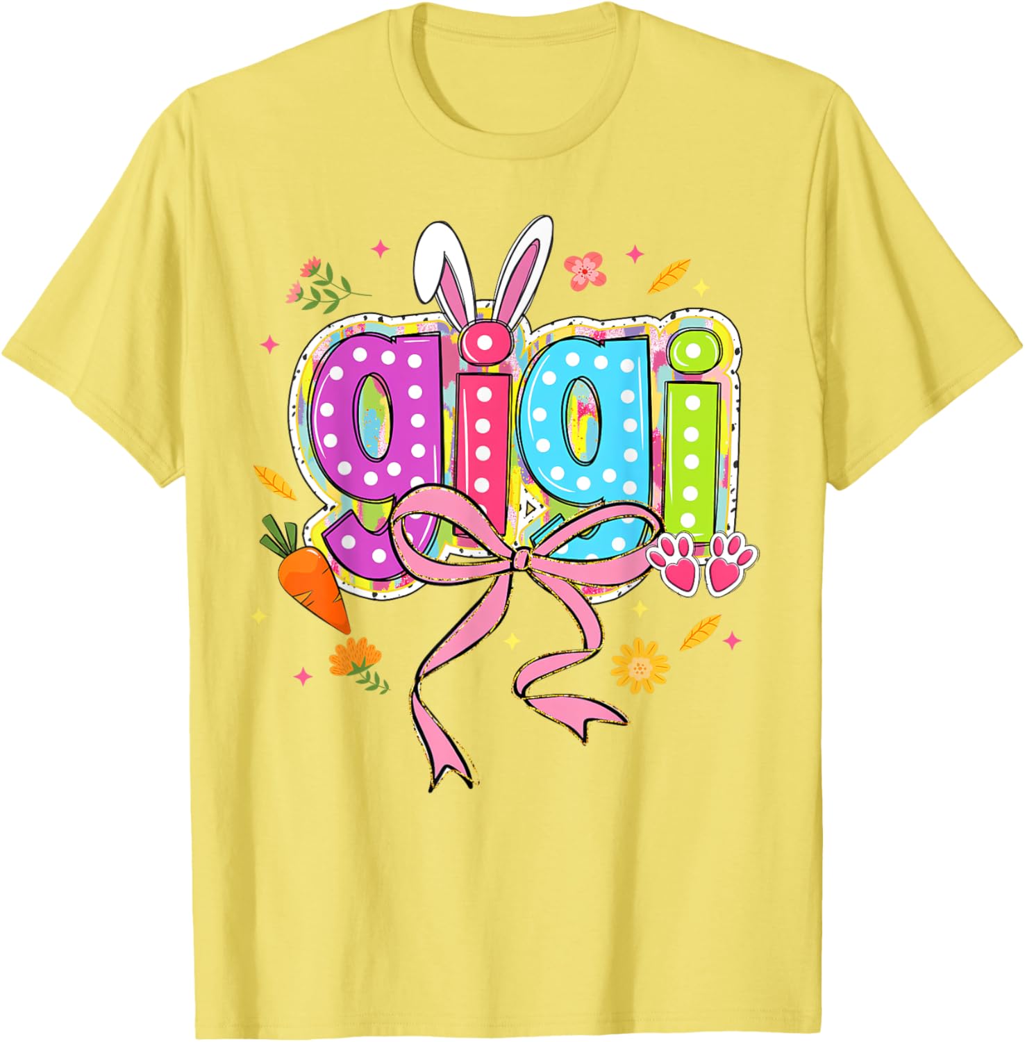 Coquette Bow Bunny Gigi Easter T-Shirt with Boho Floral Design for Family - 12