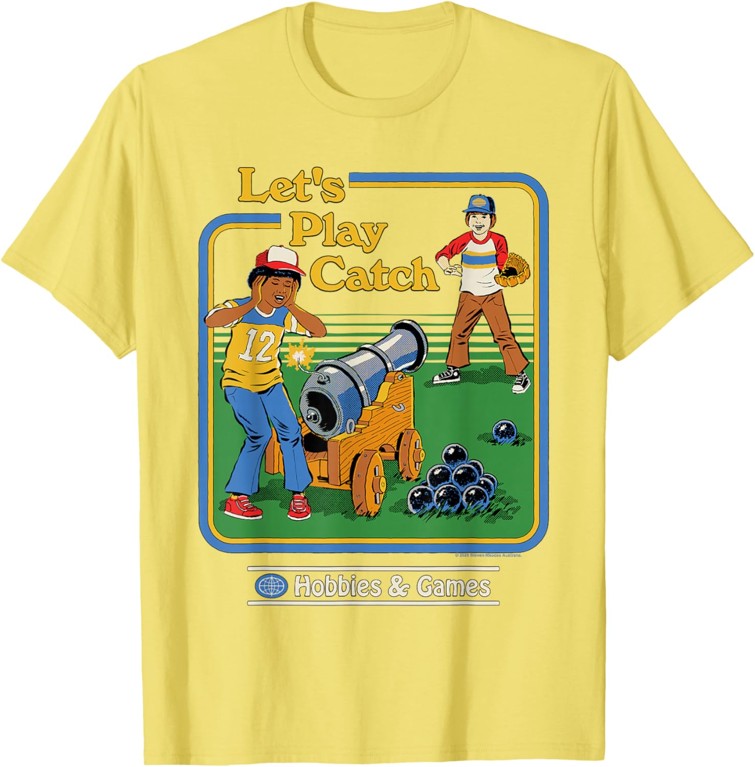 Funny Vintage Let's Play Catch Cannon T-Shirt for Adults - Retro Humor Tee - 4