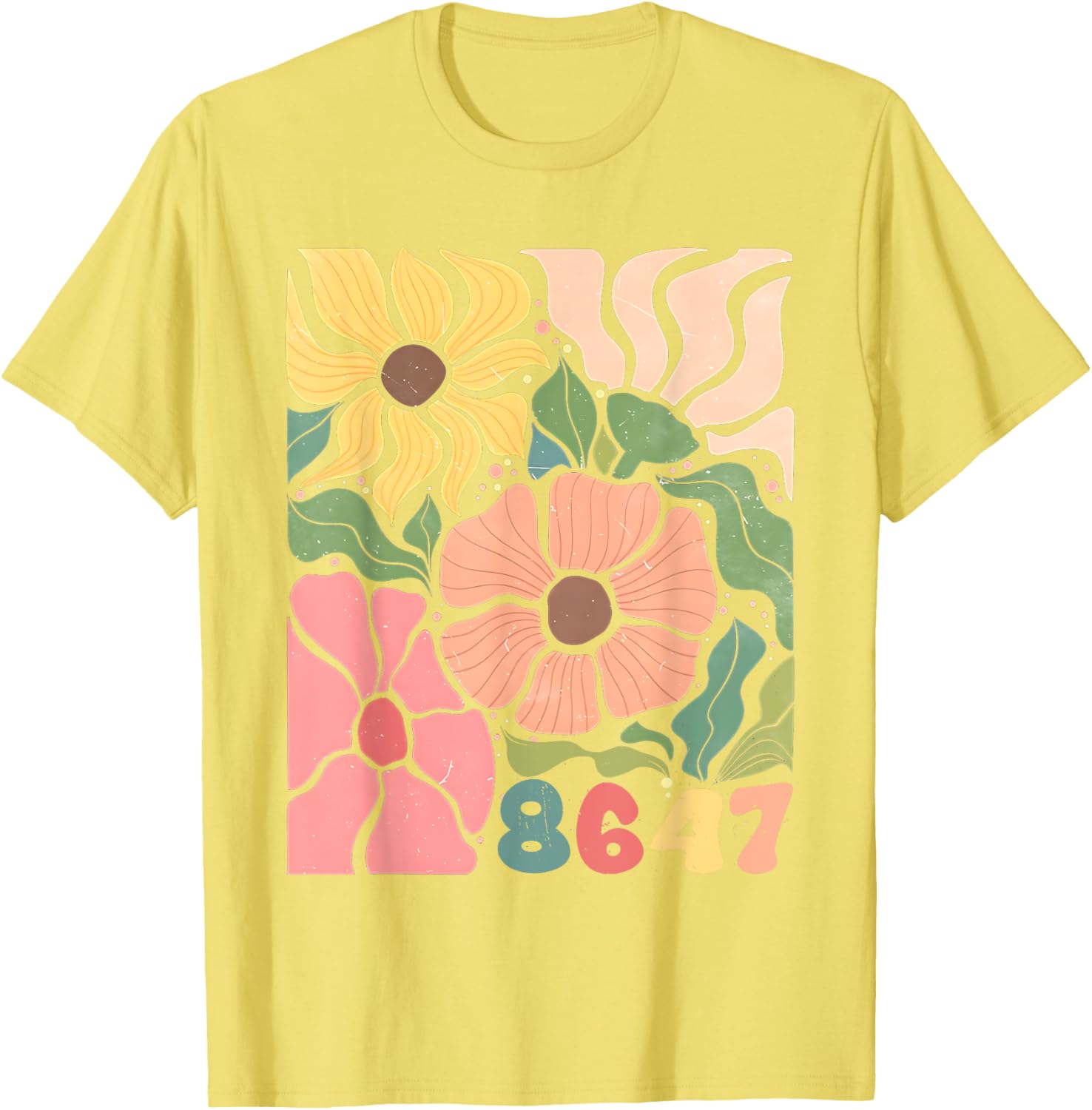 Boho Style Floral T-Shirt with Subtle Anti Trump Design for Women - 12