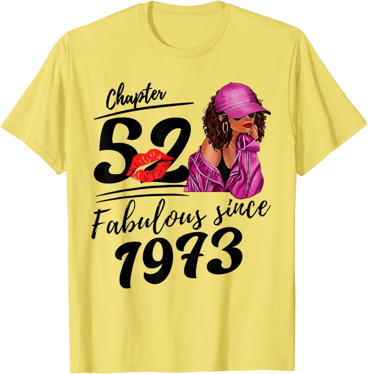 Fabulous Since 1973 Black Women 52nd Birthday T-Shirt for Celebrations - 3