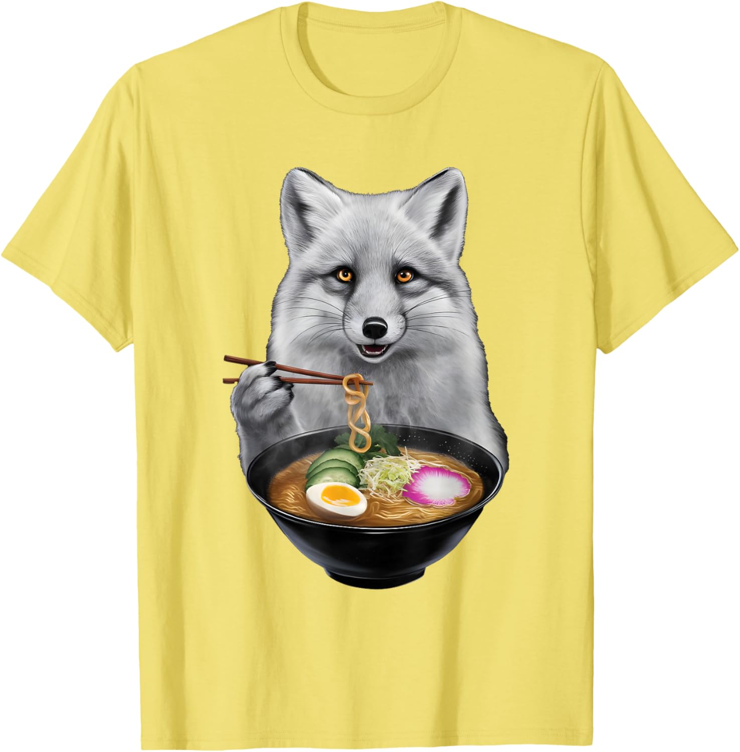 Arctic Fox Enjoying Ramen T-Shirt Fun and Unique Apparel for Animal Lovers - 7