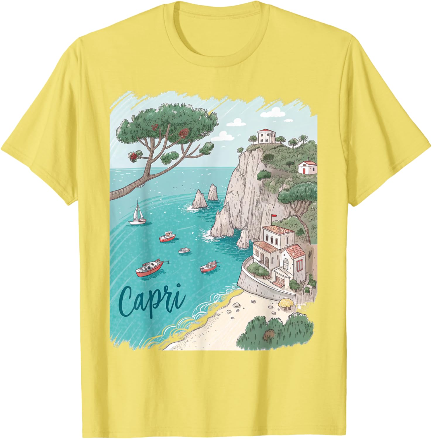 Capri Italy Scenic Coastal View T-Shirt - Perfect Souvenir Gift Idea - 7