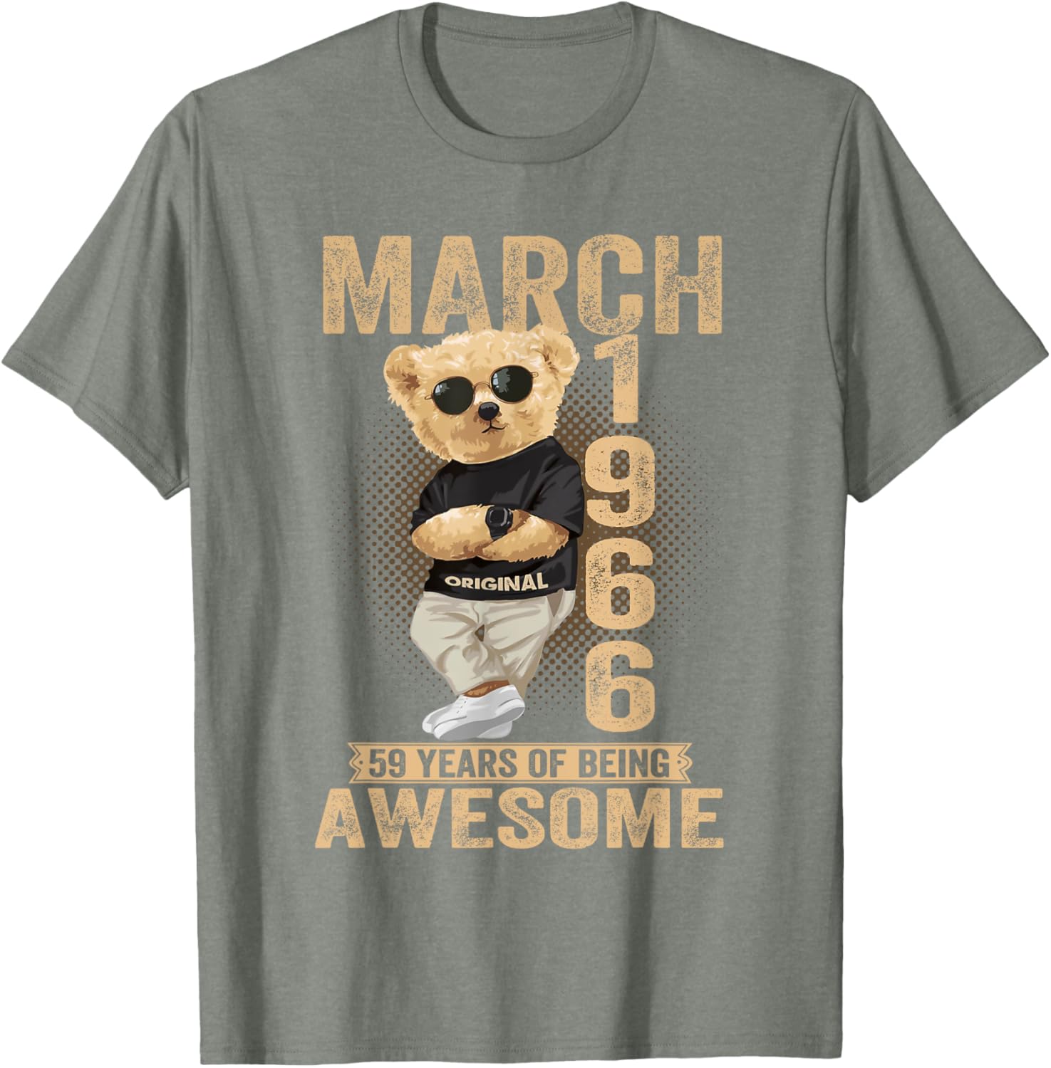Awesome Teddy Bear T-Shirt for March 59th Birthday 1966 Men Women - 21