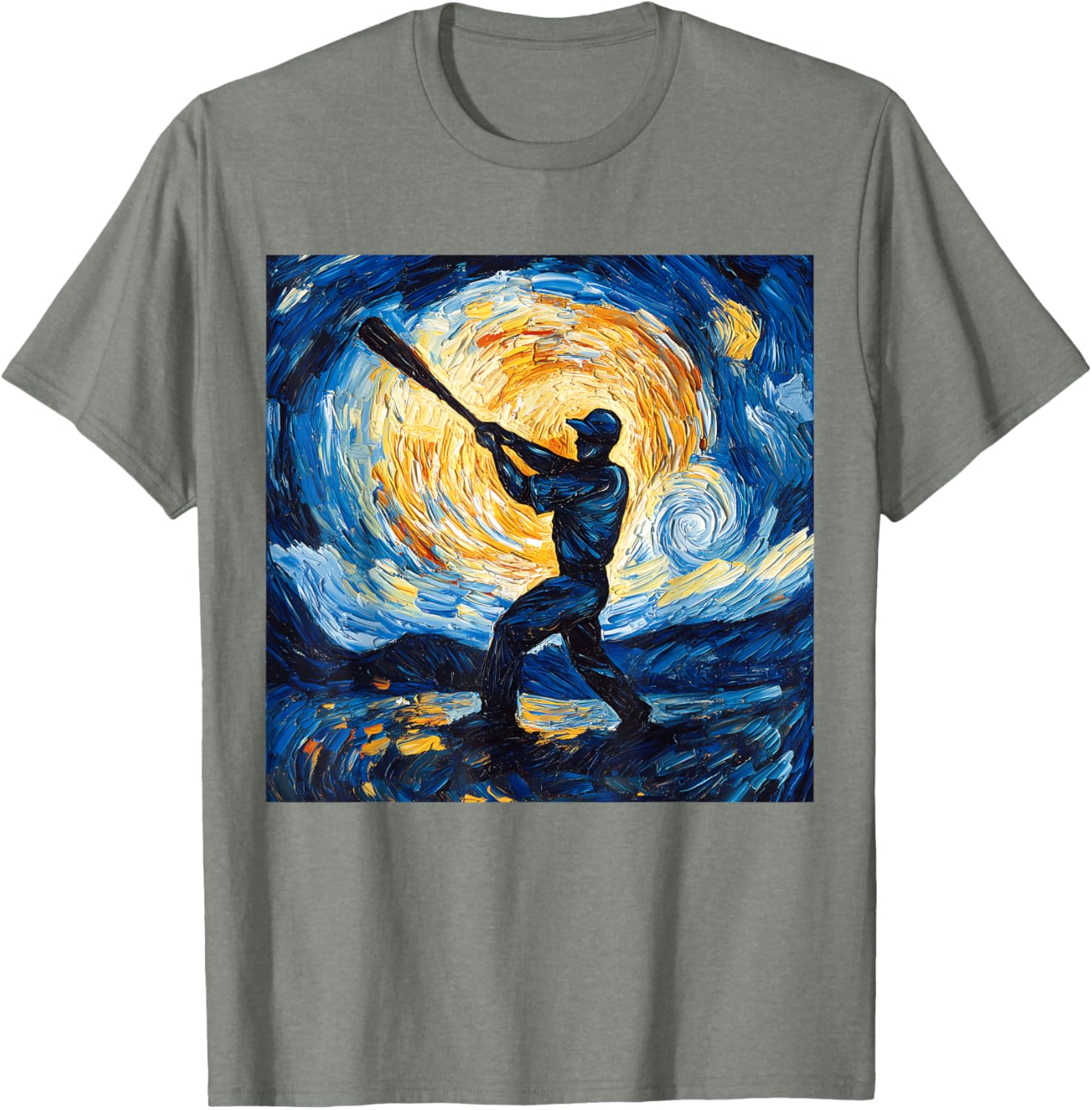 Van Gogh Starry Night Baseball Player T-Shirt for Art and Sports Lovers - 19