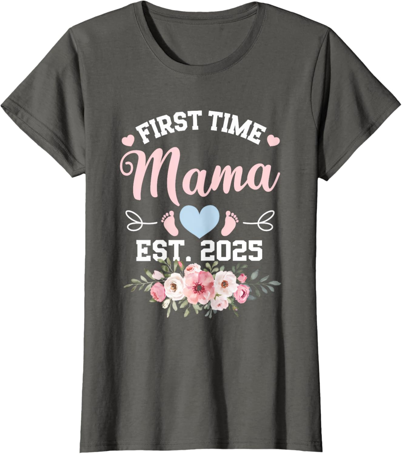 Womens First Time Mama 2025 Mother's Day Pregnancy T-Shirt in Pink - 6