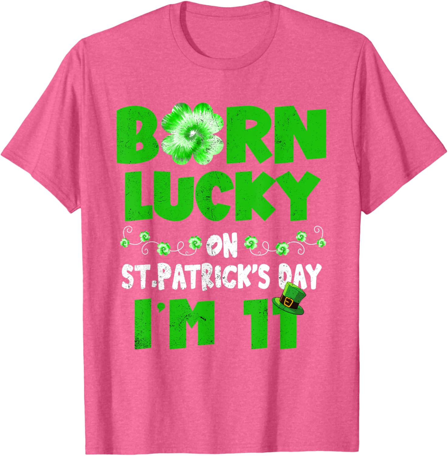 Born Lucky St. Patrick's Day 11th Birthday T-Shirt for Kids - 1