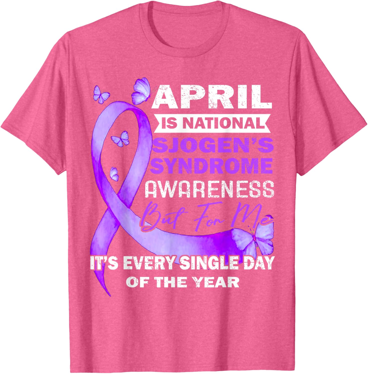 April Wear Purple Ribbon Sjögren's Syndrome Awareness T-Shirt for Support - 4
