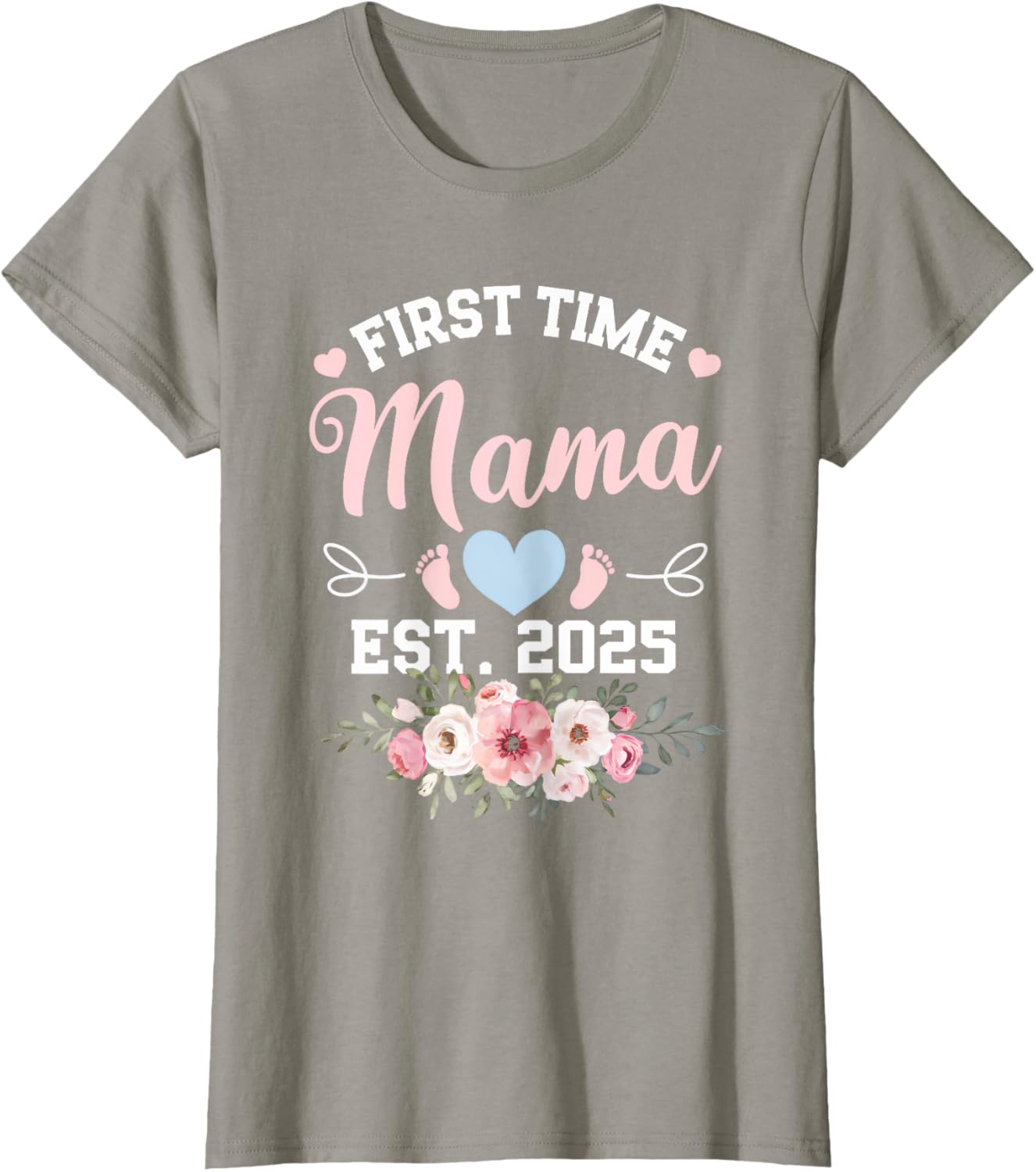 Womens First Time Mama 2025 Mother's Day Pregnancy T-Shirt in Pink - 4