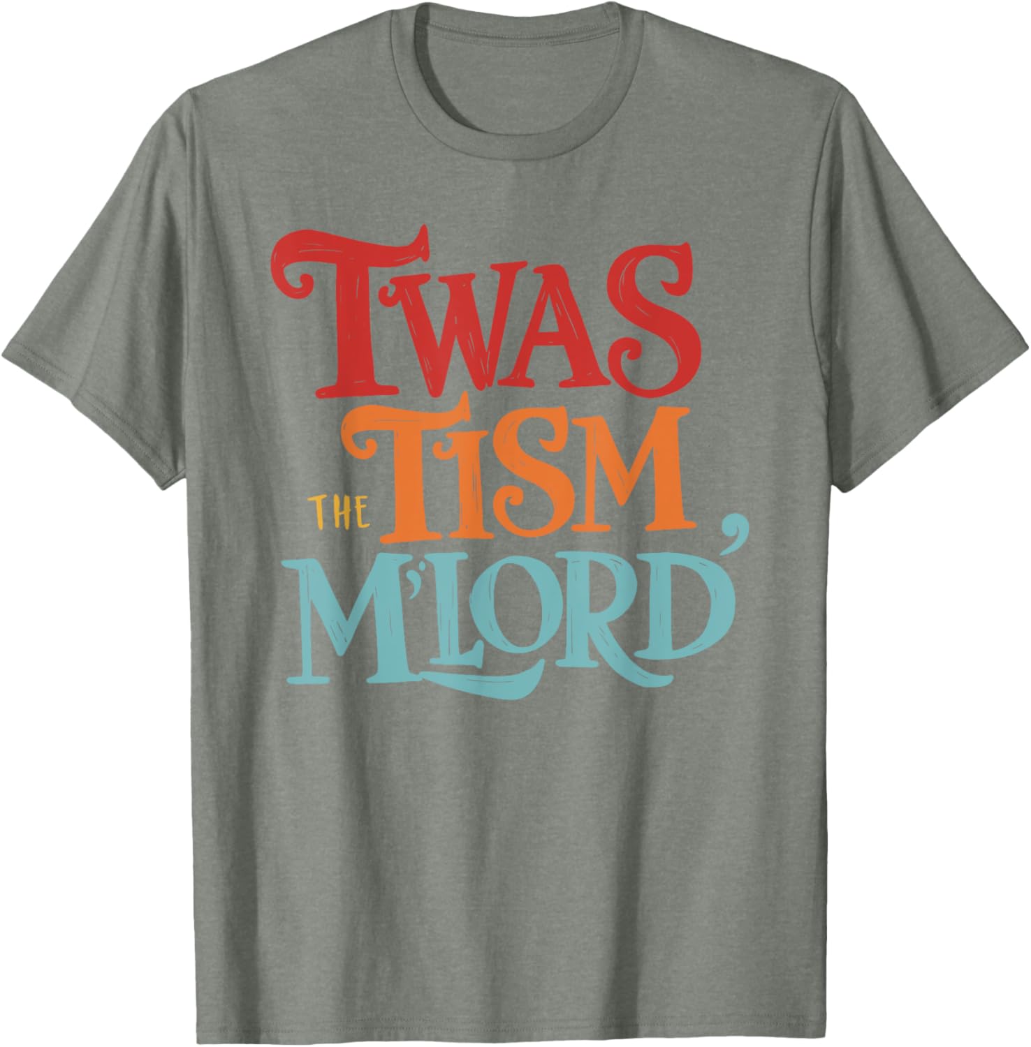 Vintage Style Twas the Tism M'Lord Black T-Shirt for Unisex Adults - 3