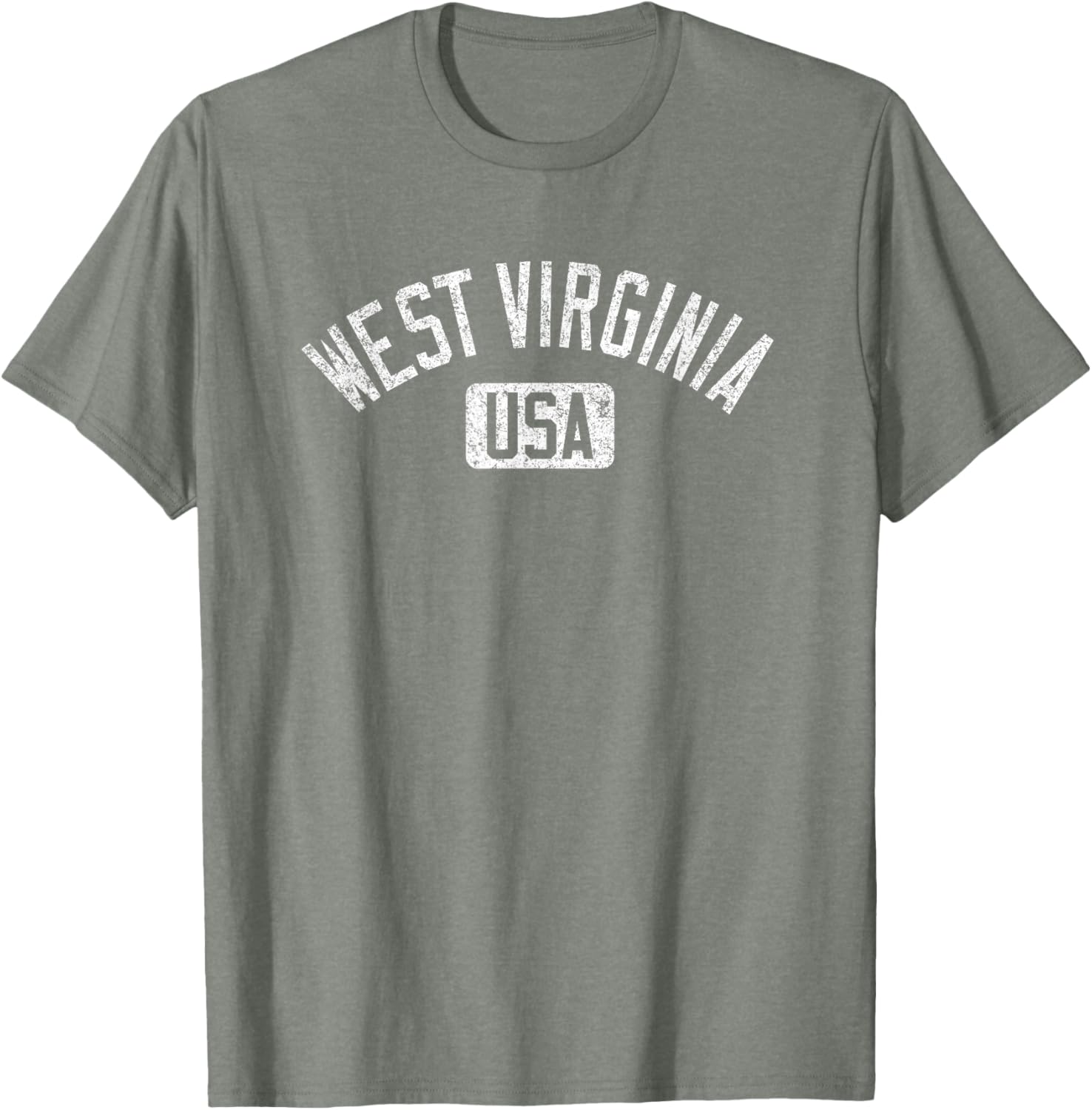 West Virginia Arched Text Distressed White Print T-Shirt for Casual Style - 3