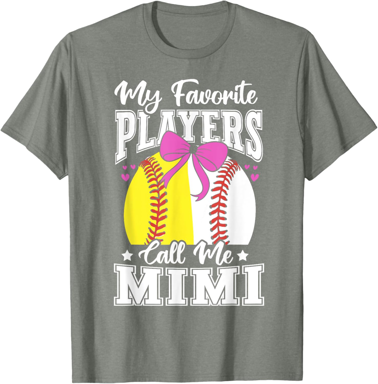 Baseball Grandma Favorite Softball Players Mimi Bow T-Shirt for Fans - 3
