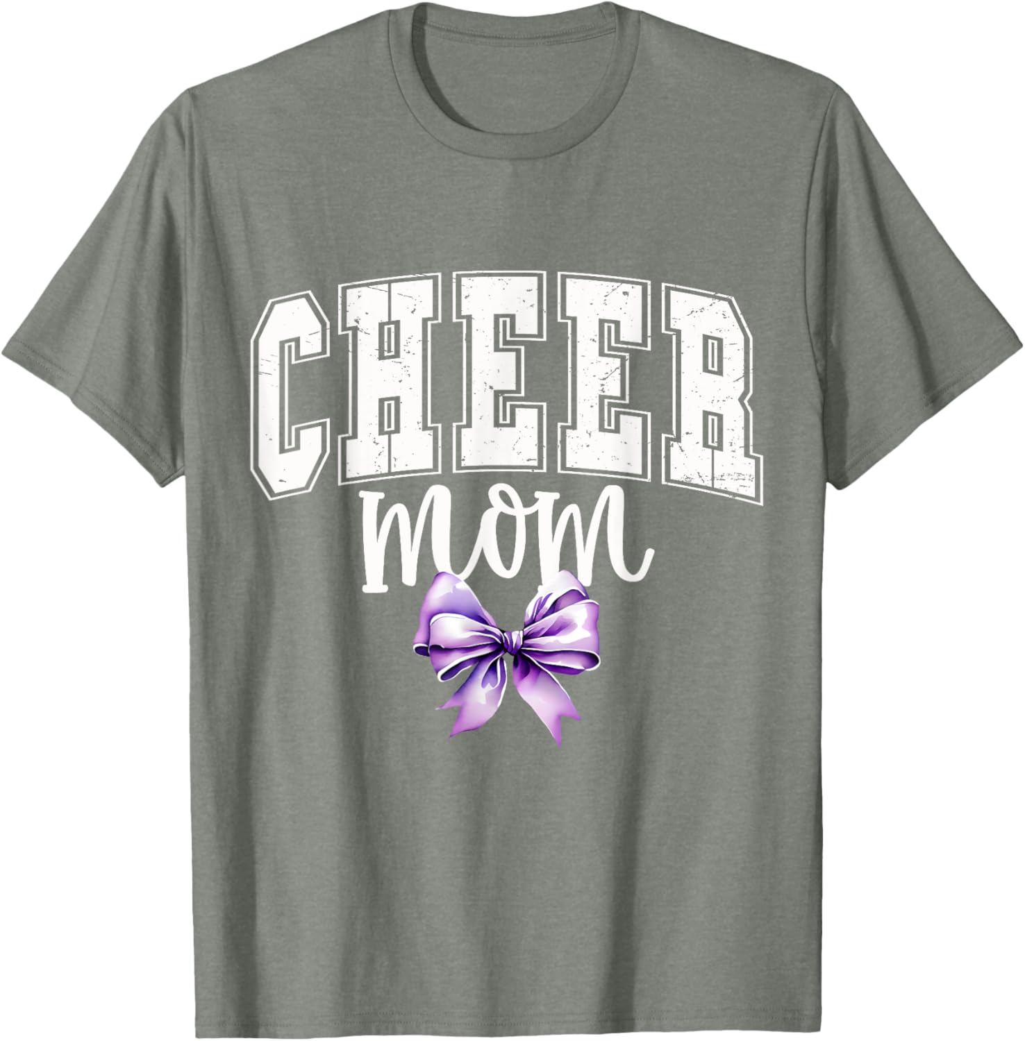 Cheer MOM Coquette Purple Bow Cheerleader T-Shirt for Supportive Moms - 22