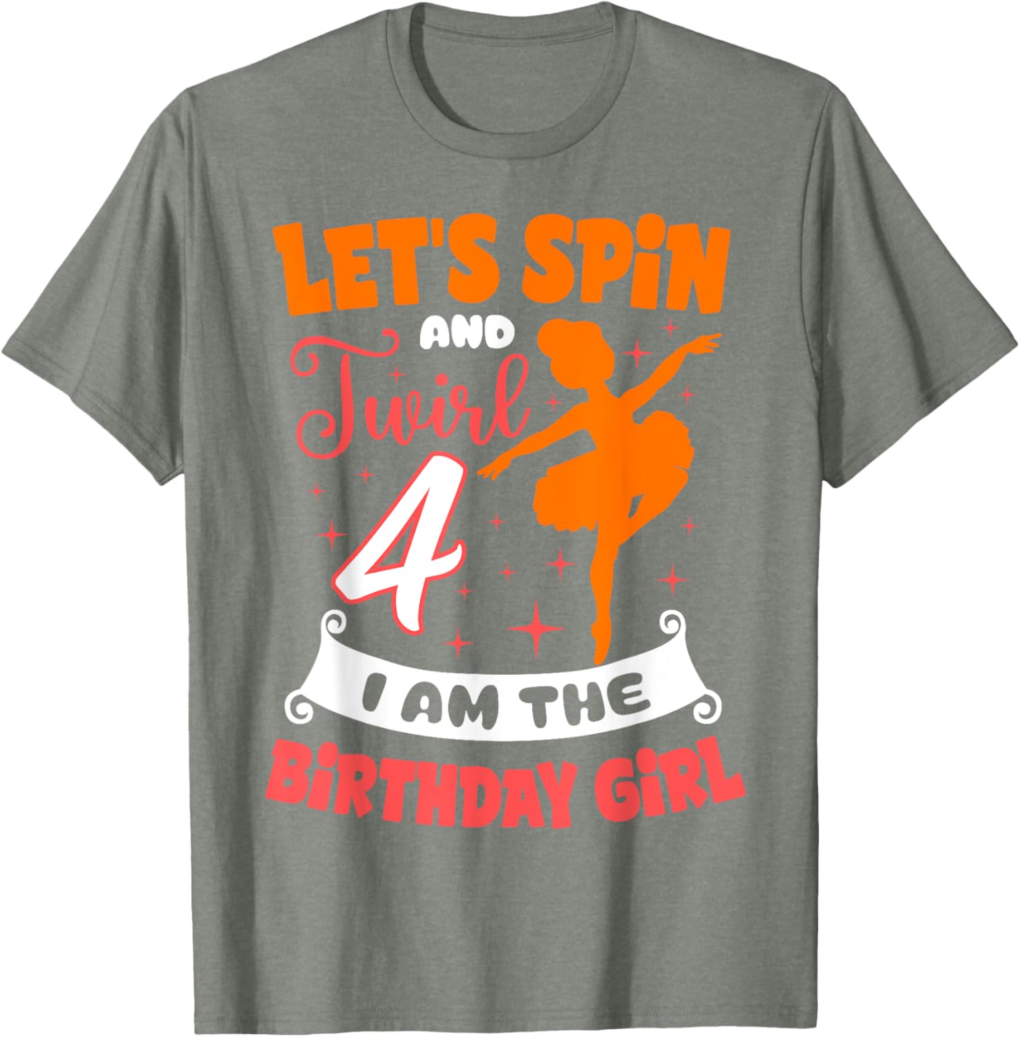 Ballerina Birthday Girl 4th Bday Pointe T-Shirt for Young Dancers - 15