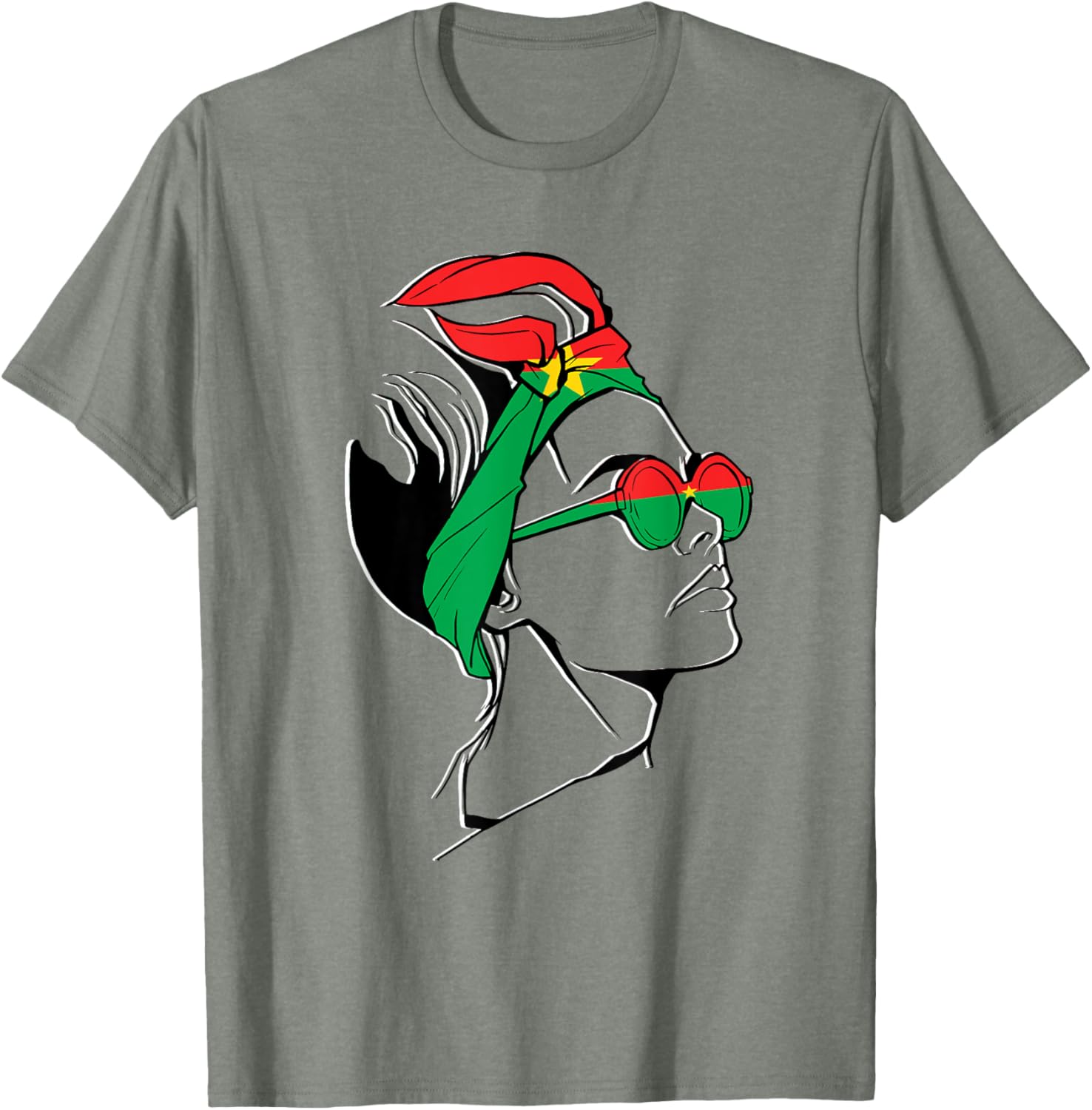 Burkina Faso Pride T-Shirt with Headscarf Design for Women - 23