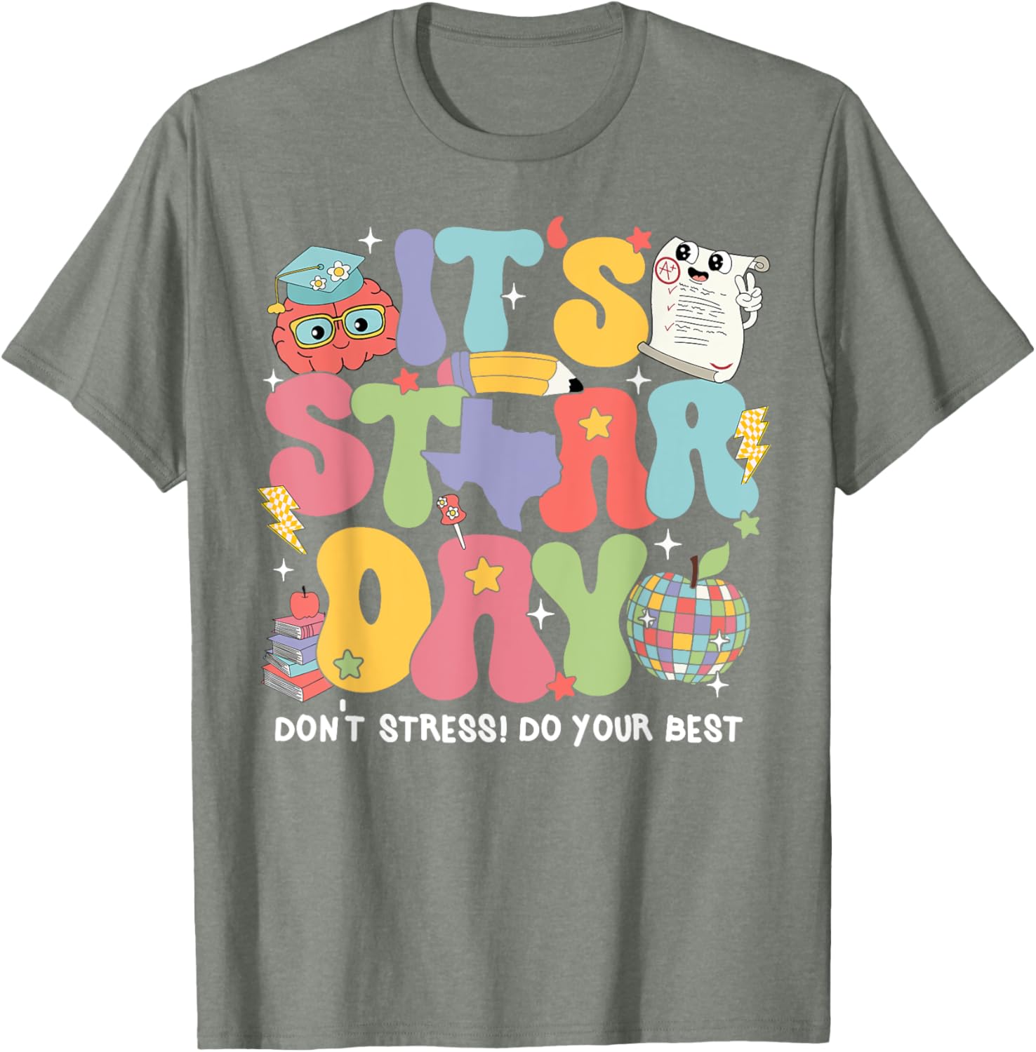 Test Day Groovy STaAR Day Don't Stress T-Shirt for Students - 8