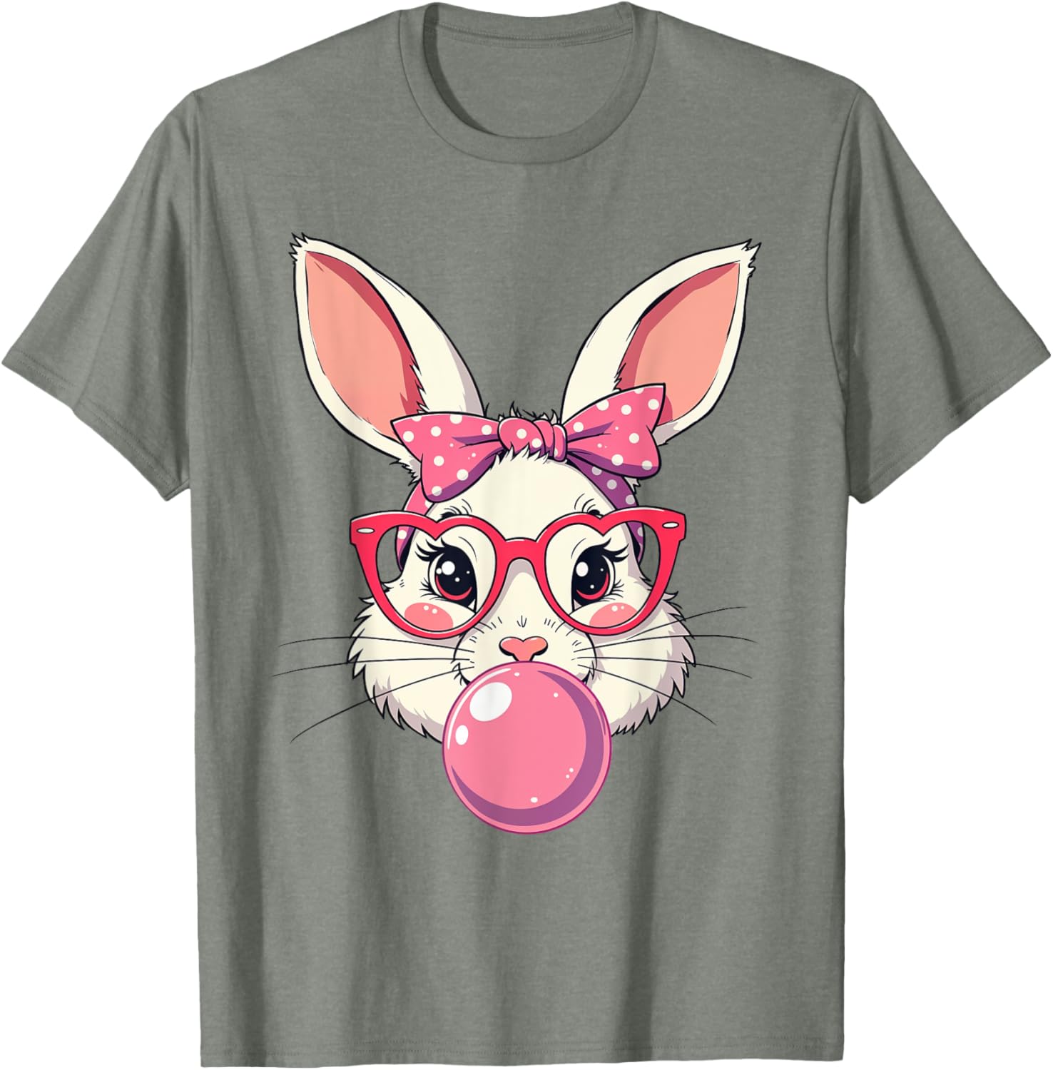 Cute Bunny Face Bow T-Shirt for Easter Fun - Kids and Adults Available - 12