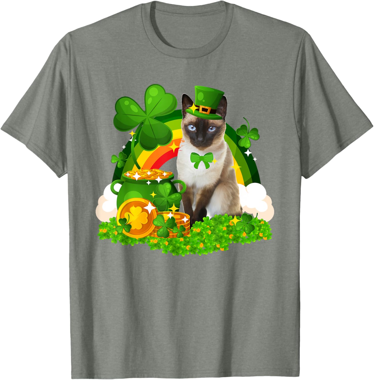 Adorable Leprechaun Siamese Cat St Patrick's Day T-Shirt for Cat Lovers - 20