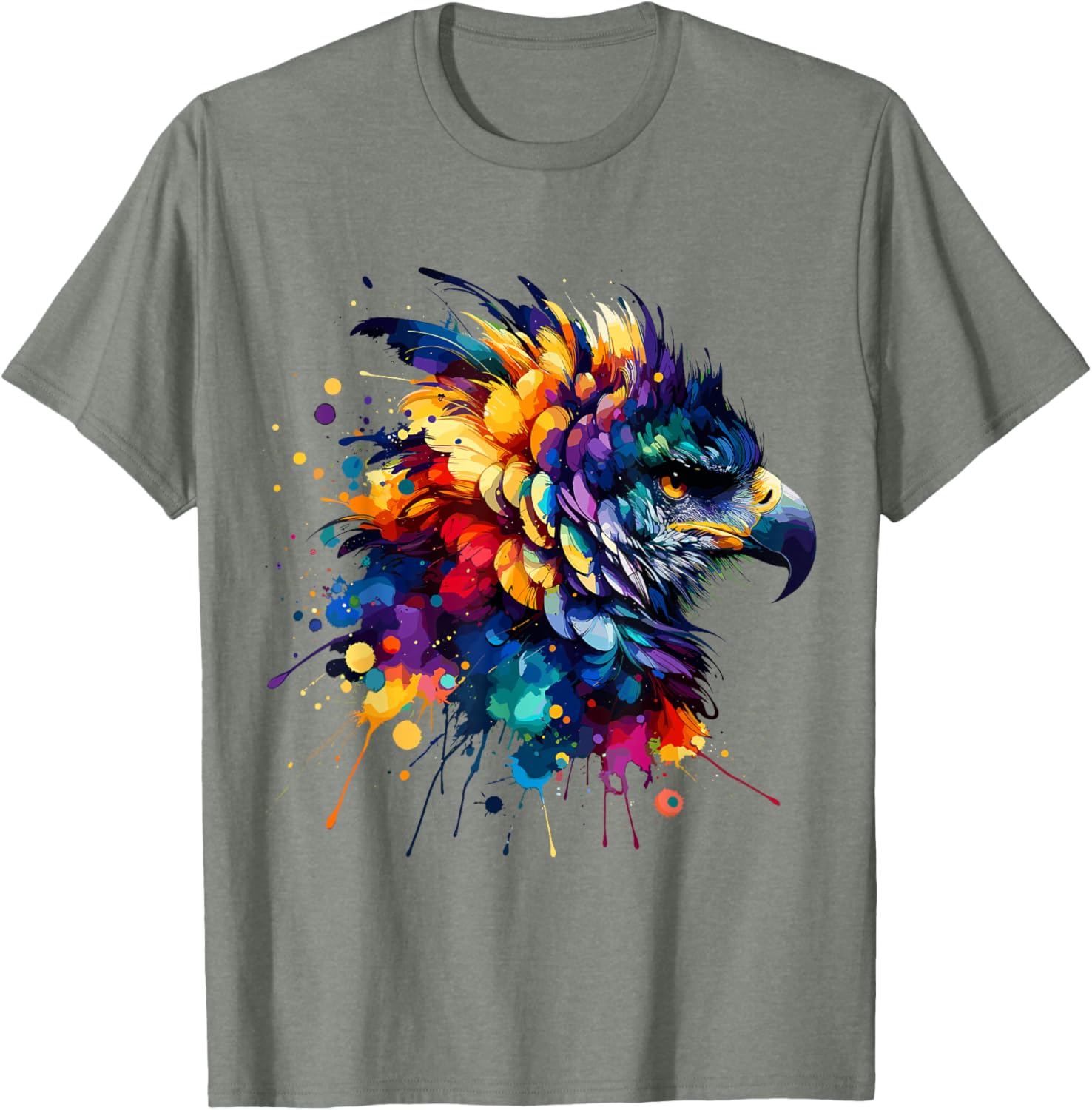 Colorful Harpy Eagle Splash Art T-Shirt for Nature Lovers and Wildlife Fans - 23