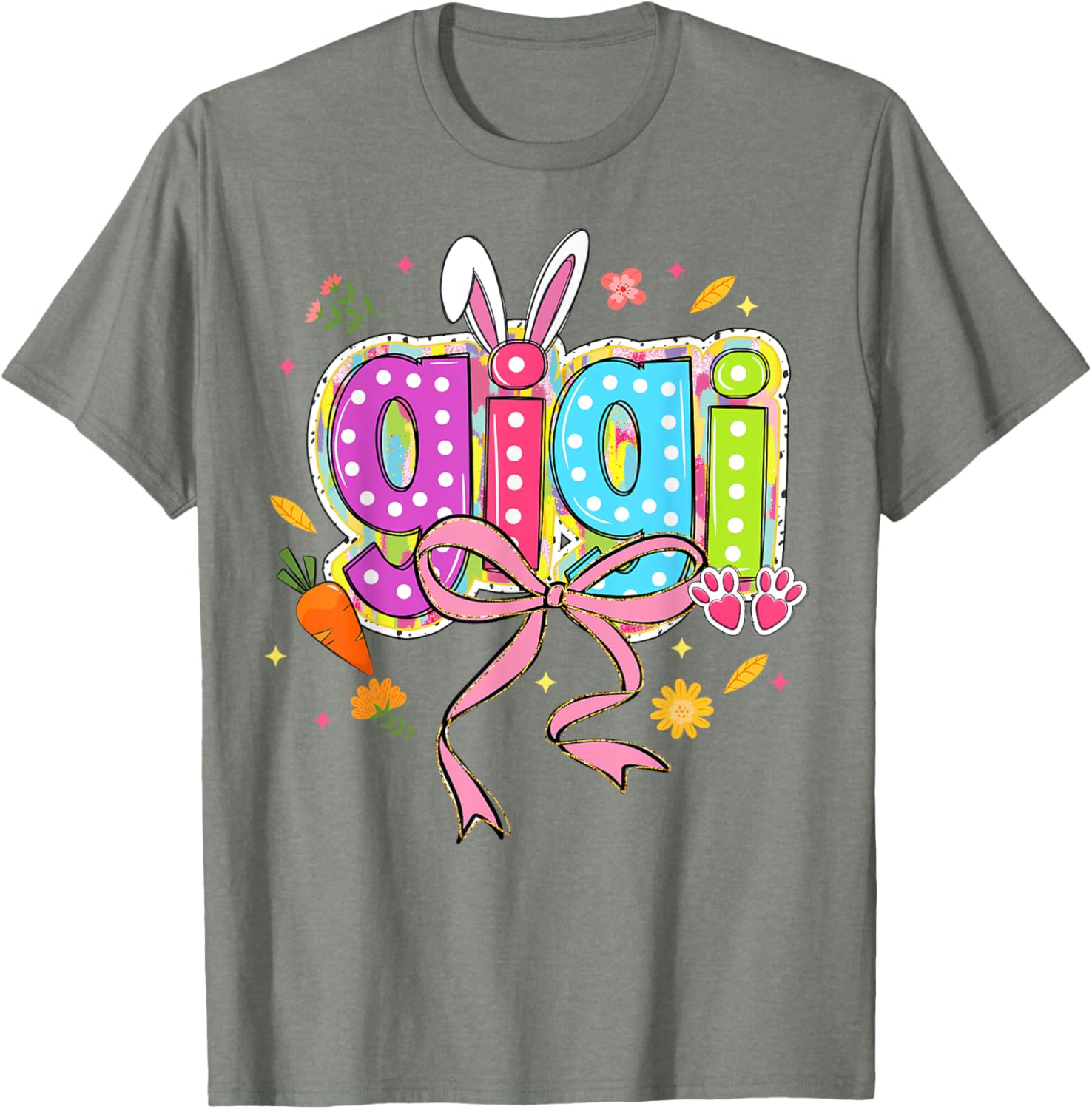 Coquette Bow Bunny Gigi Easter T-Shirt with Boho Floral Design for Family - 5