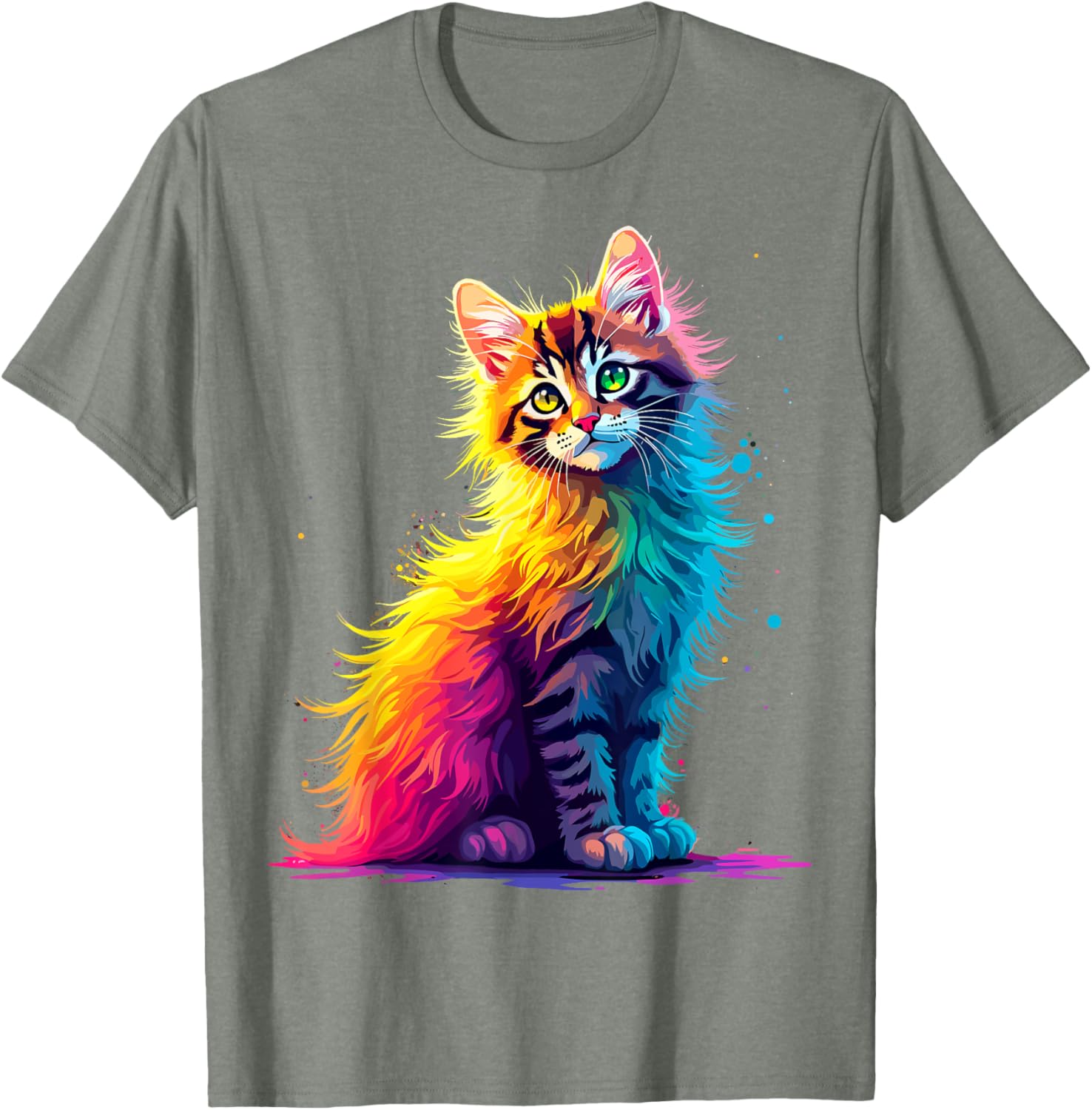 Colorful Cute Kitty T-Shirt for Cat Lovers - Fun Pop Art Design for All Ages - 21