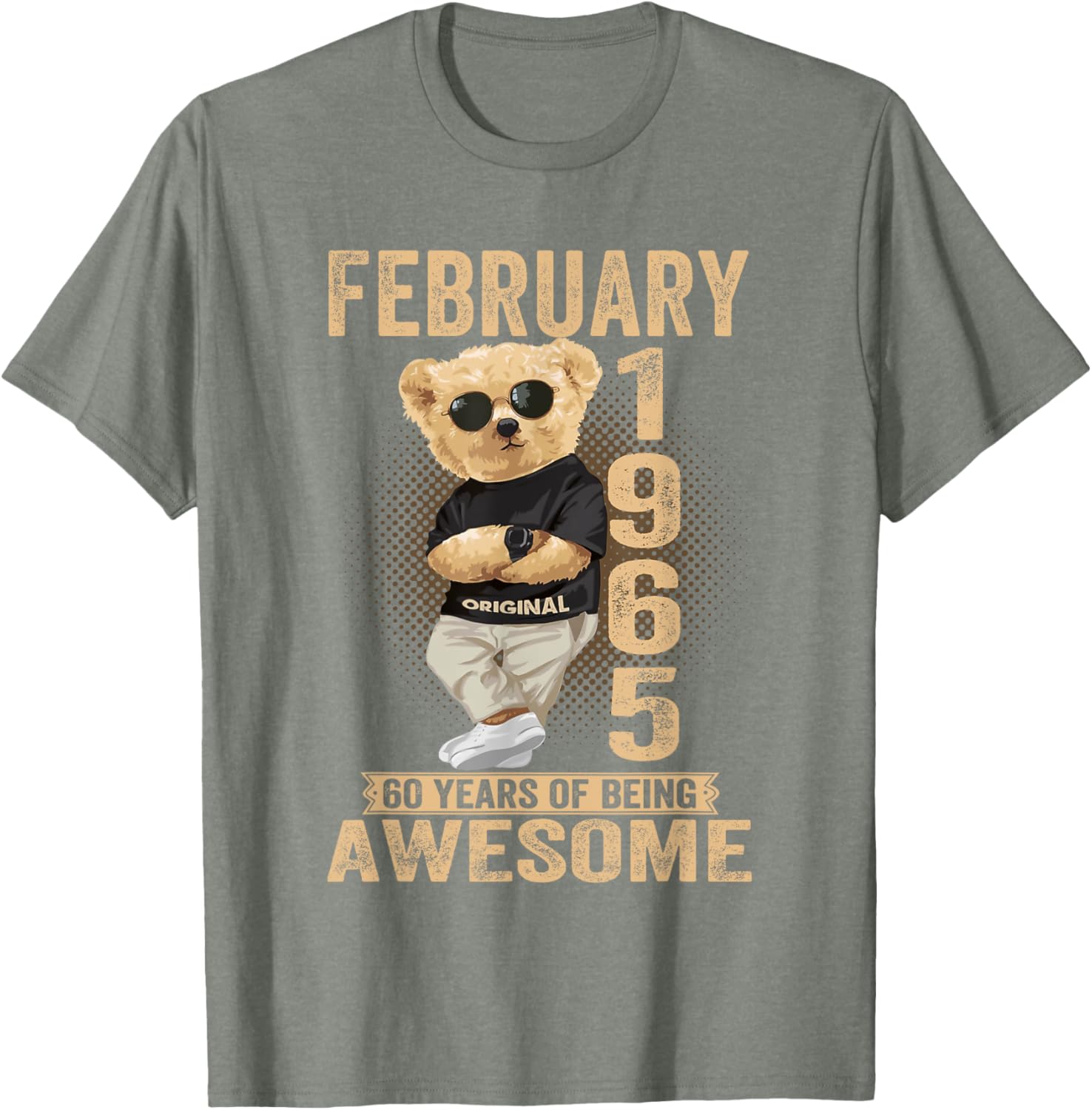 Awesome Teddy Bear T-Shirt for February 60th Birthday 1965 Celebrations - 16