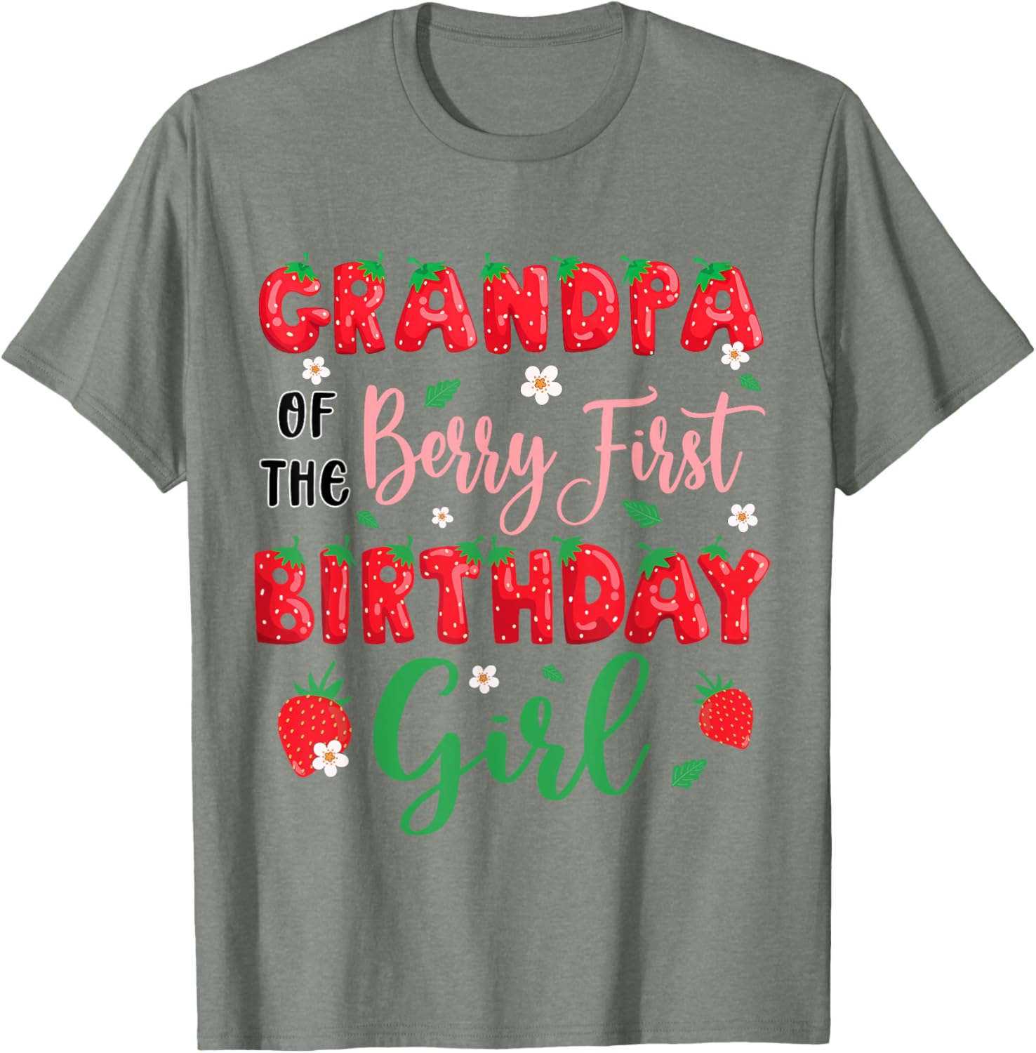 Grandpa of the Berry First Birthday Girl Strawberry T-Shirt for Dad - 3