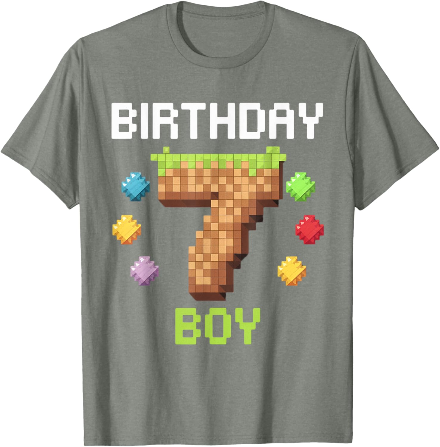 Birthday Boy Gamer 7th Birthday Pixel Number T-Shirt for Kids - 24