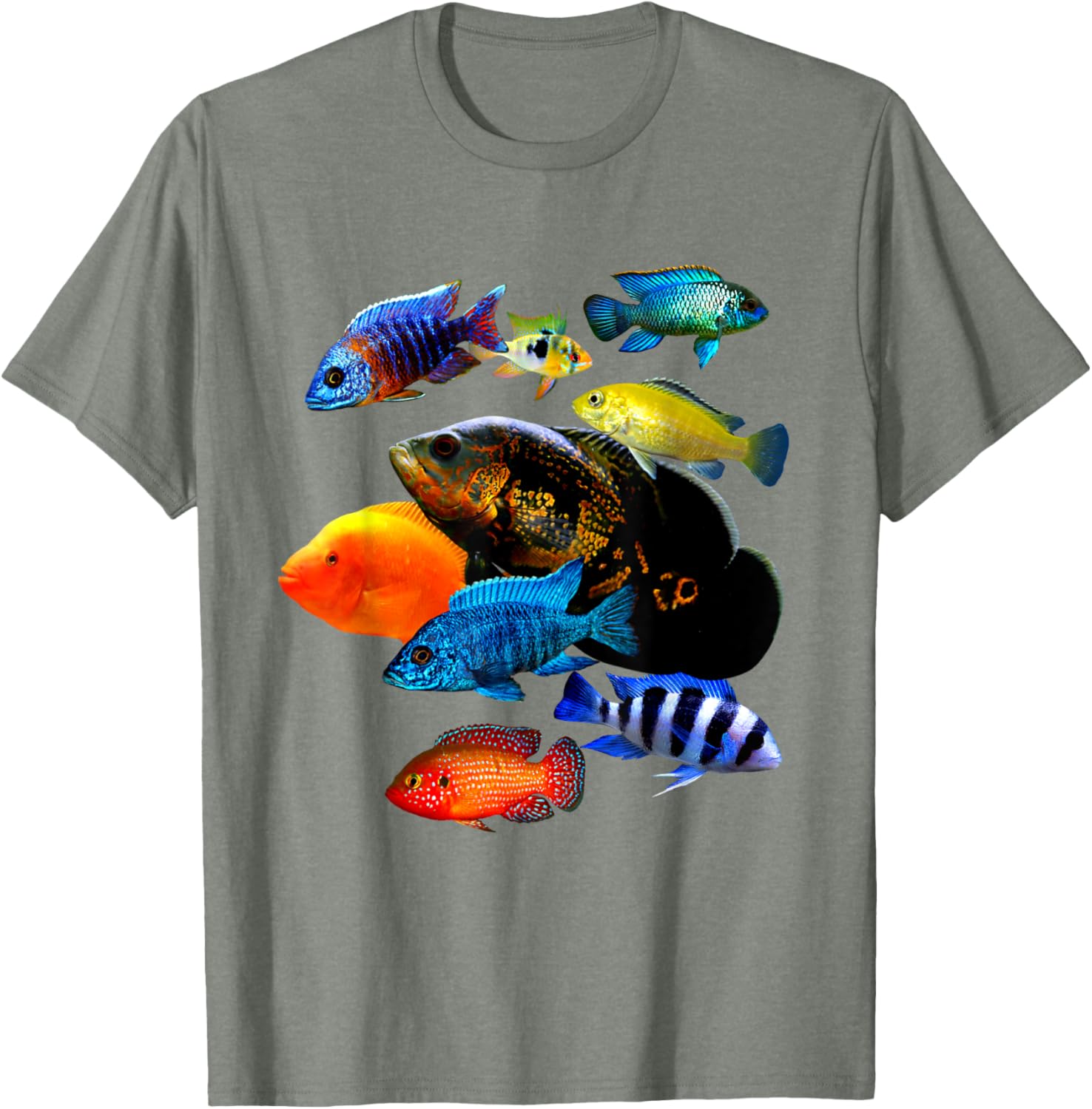 Cichlid Lover T-Shirt Frontosa Ram & Mbuna Cichlid Fish Design - 14