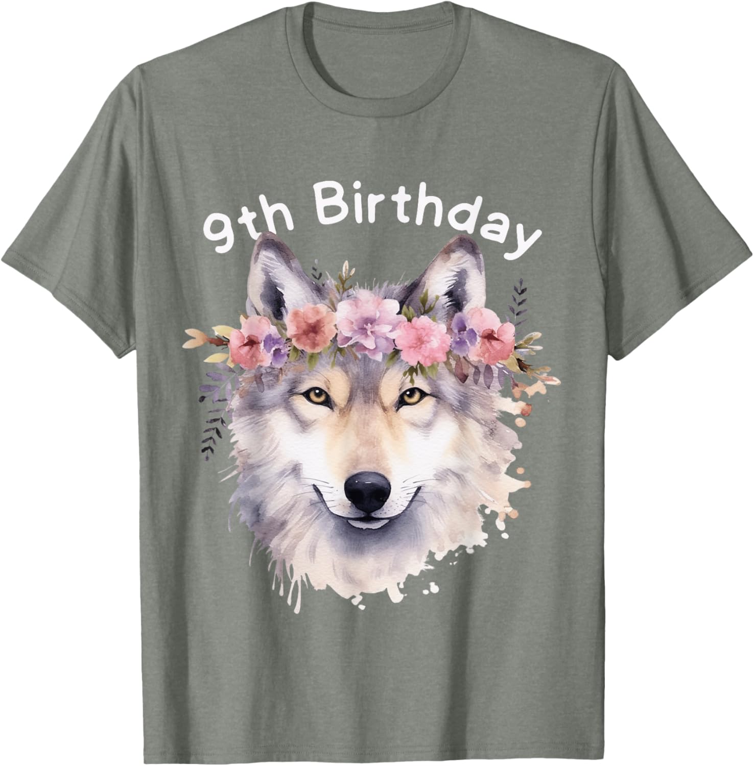 9th Birthday Wolf Pack T-Shirt for Girls - Cute Wolves Party Tee - 27