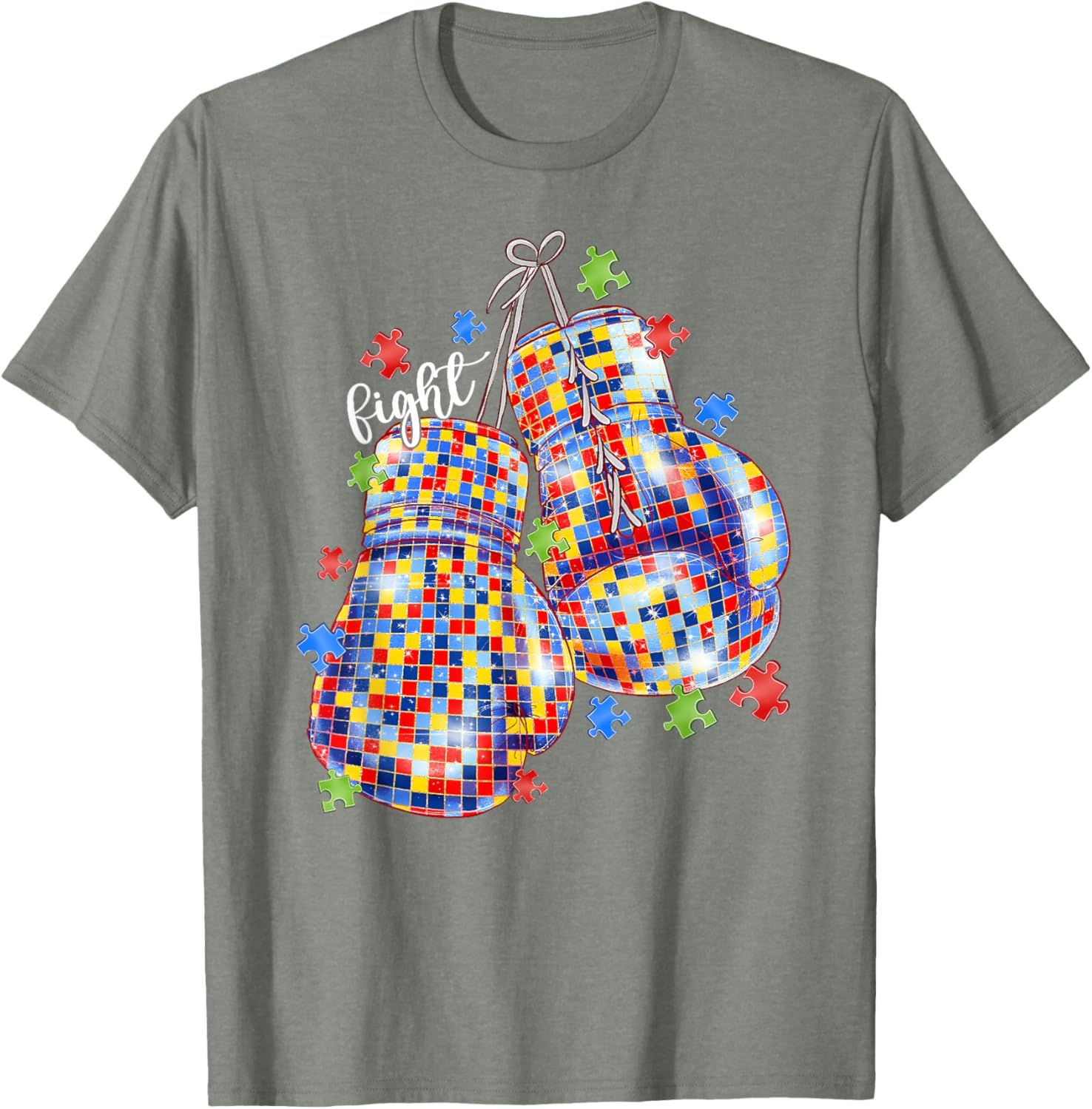 Autism Awareness Puzzle Piece Boxing Gloves T-Shirt for All Ages - 7