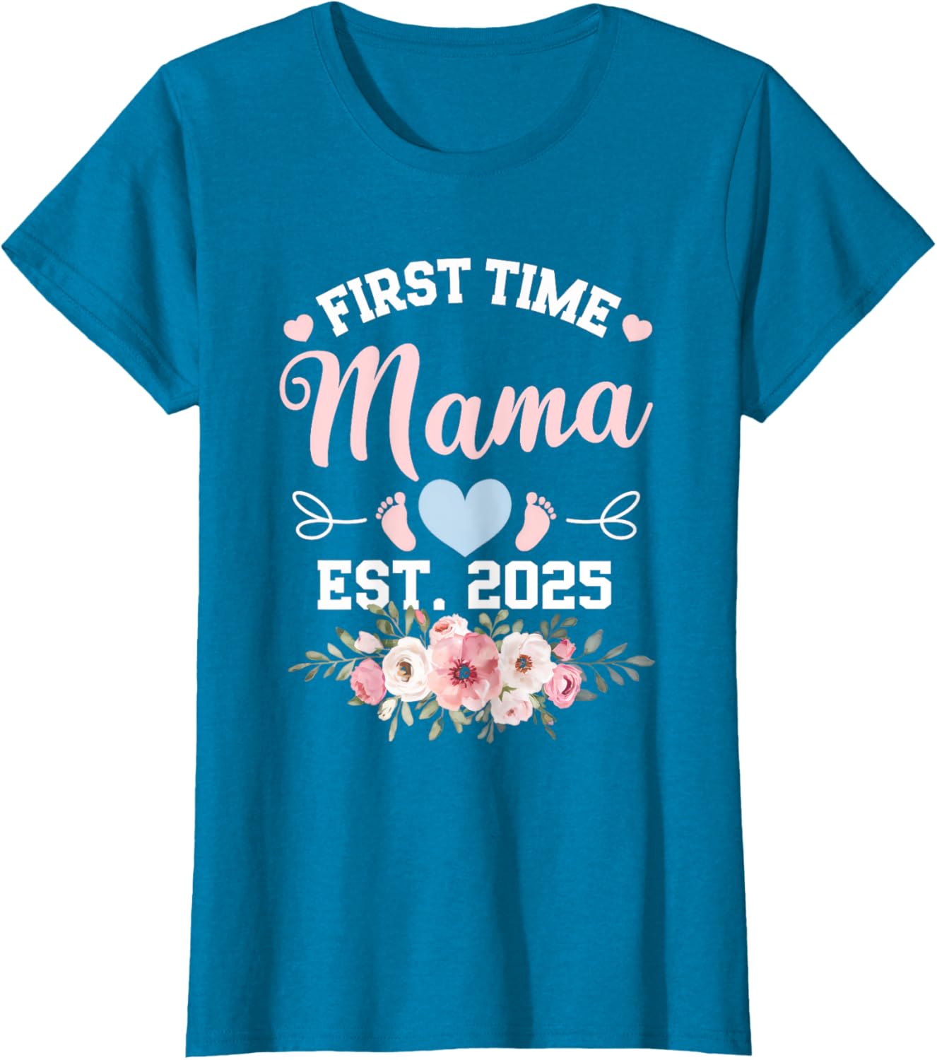 Womens First Time Mama 2025 Mother's Day Pregnancy T-Shirt in Pink - 14