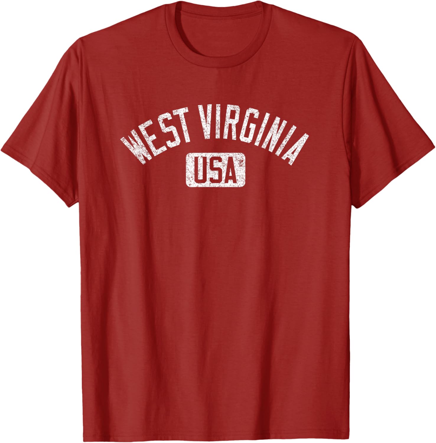 West Virginia Arched Text Distressed White Print T-Shirt for Casual Style - 26