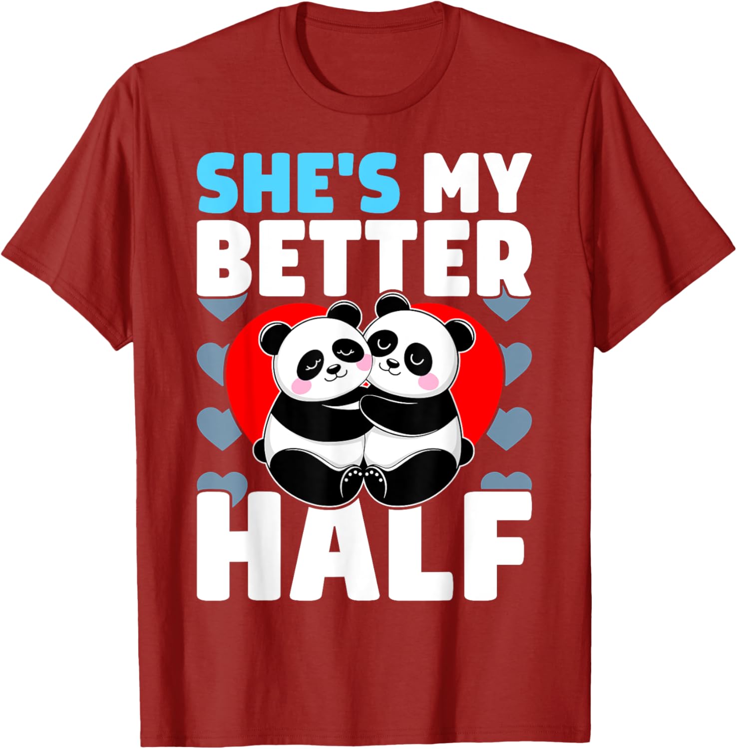 Adorable Better Half Heart Panda Couple Valentine's Day T-Shirt - 1