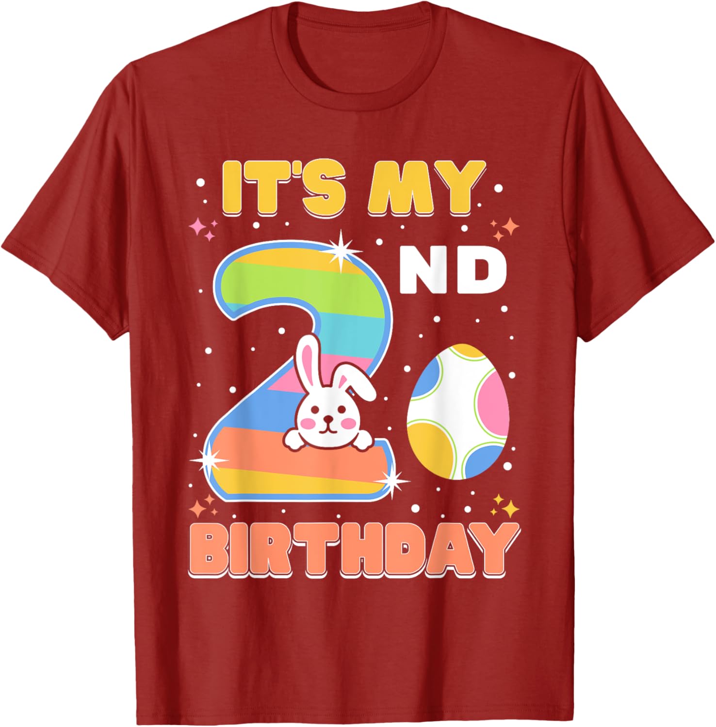 Cute Easter Bunny 2nd Birthday T-Shirt for Boys and Girls Age 2 - 4
