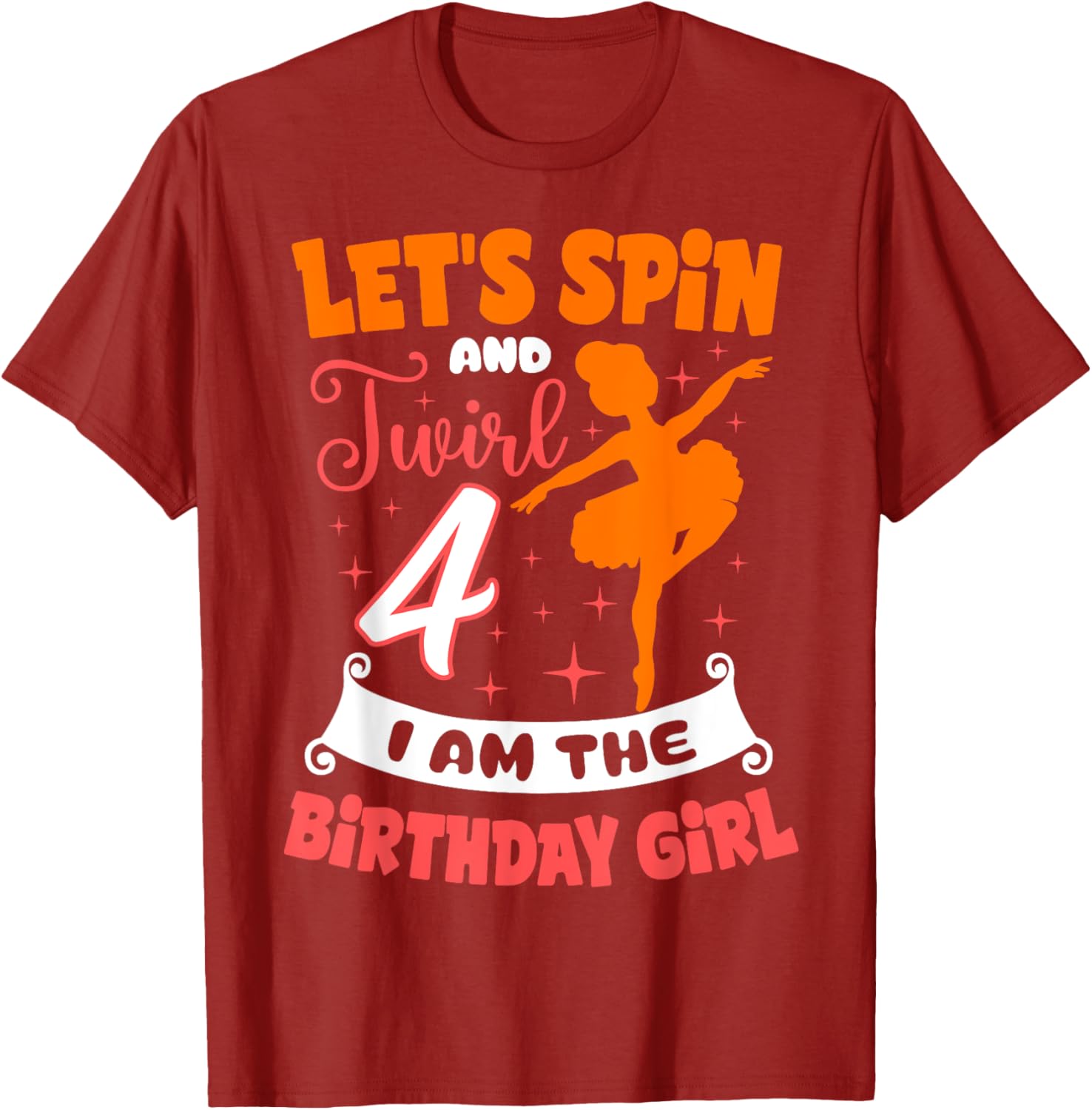 Ballerina Birthday Girl 4th Bday Pointe T-Shirt for Young Dancers - 1