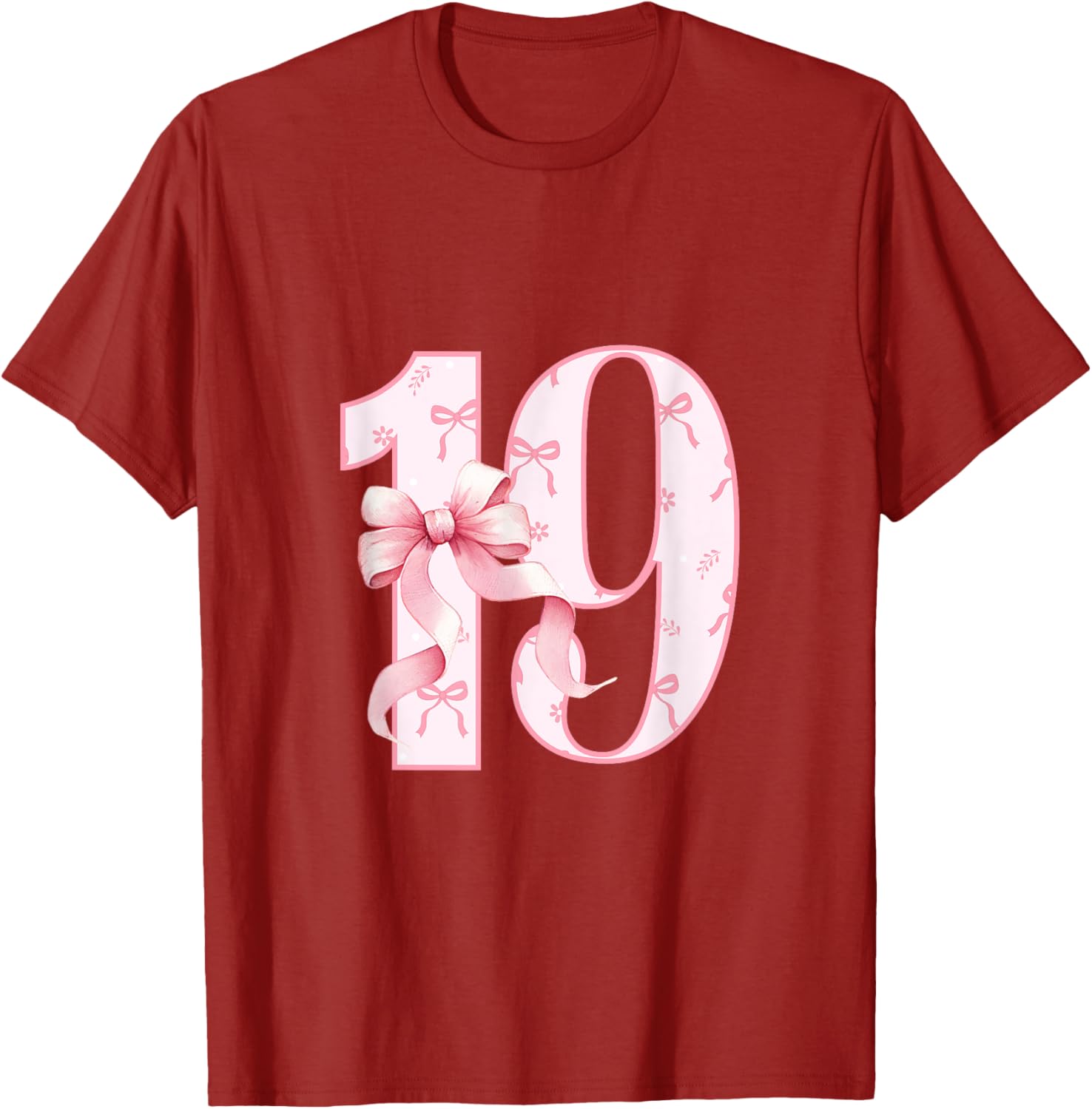 Cute Pink Coquette Bow 19th Birthday Girl T-Shirt for Celebrations - 7