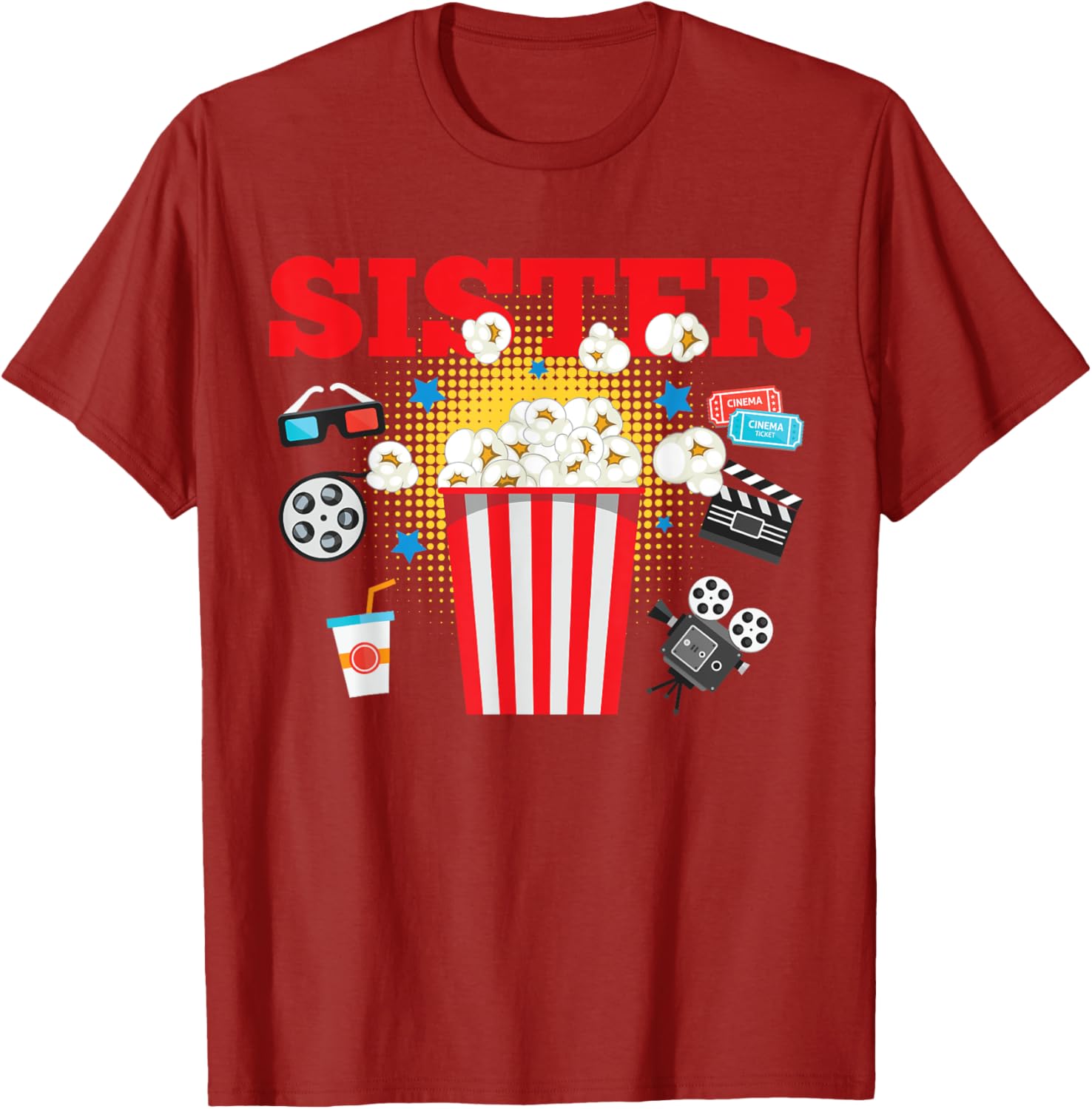 Sister Movie Night Party T-Shirt for Fun Birthday Celebrations - 6