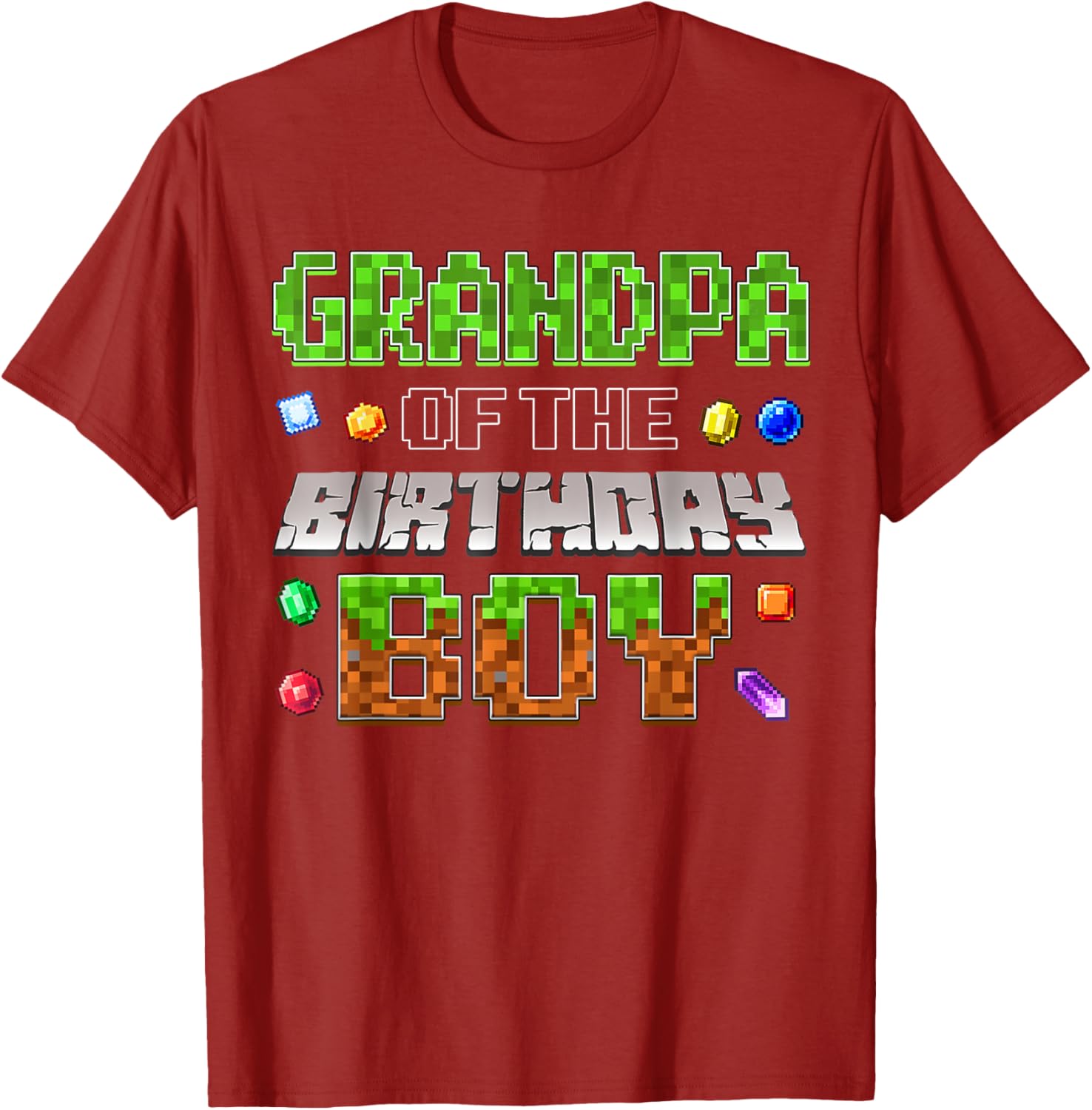 Grandpa of the Birthday Boy Pixel Number T-Shirt for Fun Celebrations - 5
