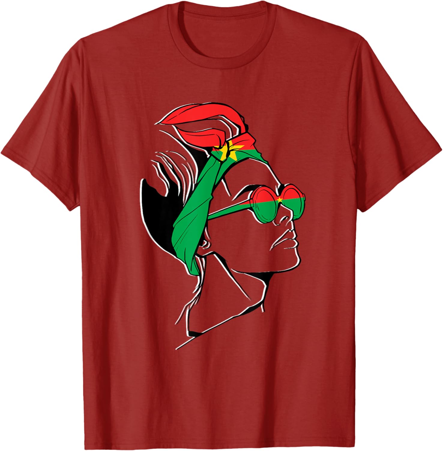 Burkina Faso Pride T-Shirt with Headscarf Design for Women - 1