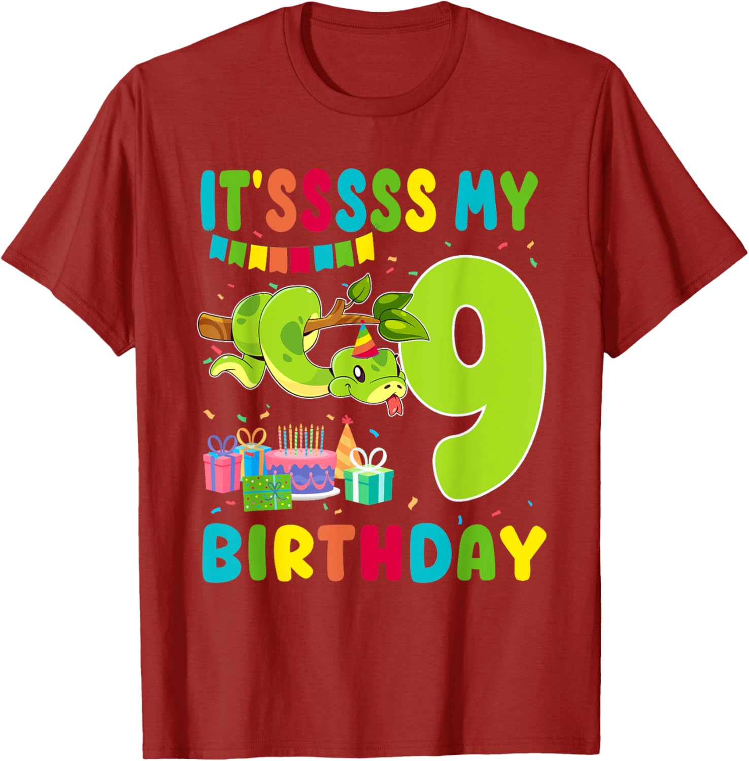 Cute Snake Themed 9th Birthday T-Shirt for Kids Fun Party Wear - 13
