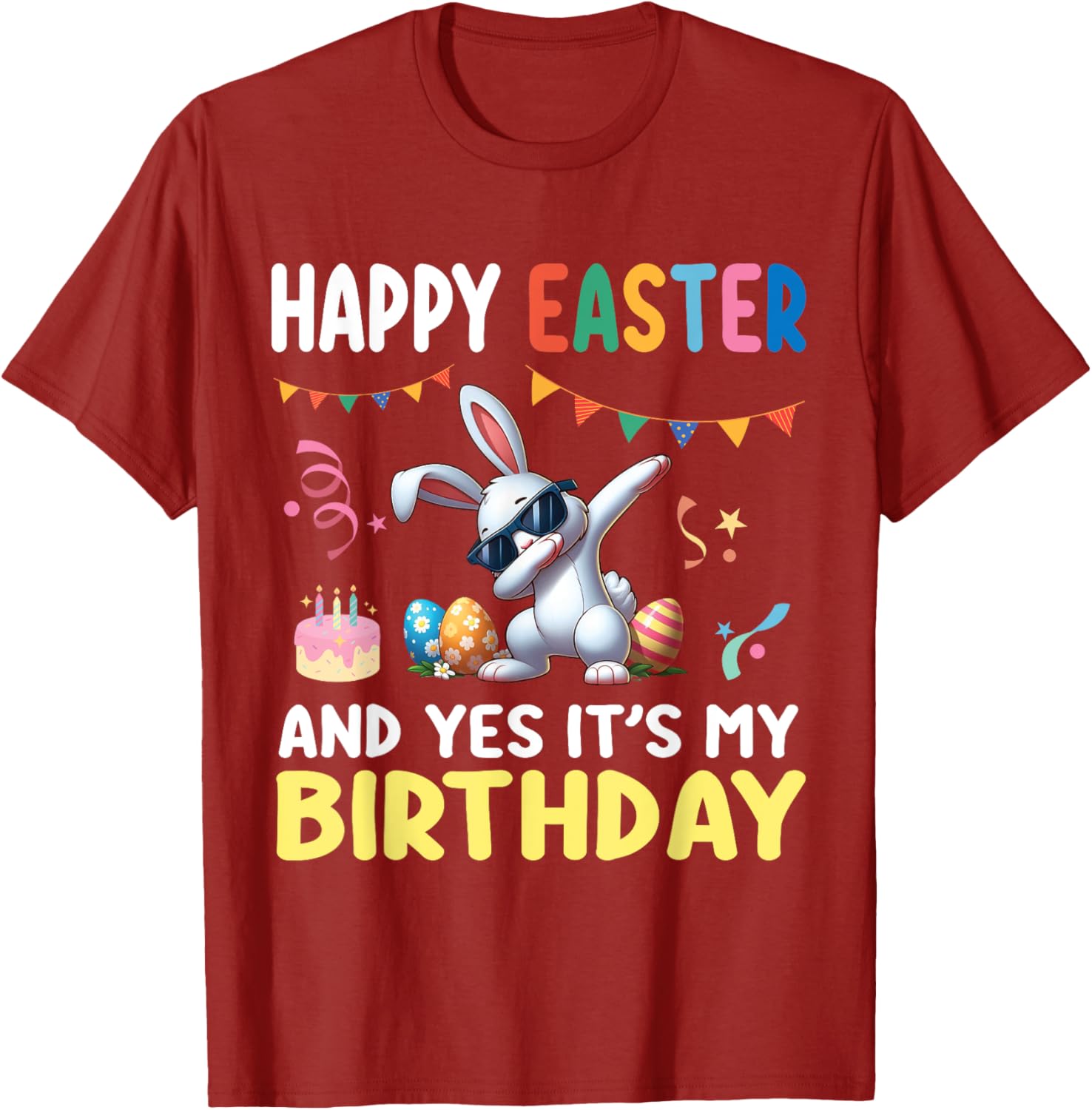 Cute Bunny Dabbing Happy Easter Birthday T-Shirt for Kids and Adults - 10
