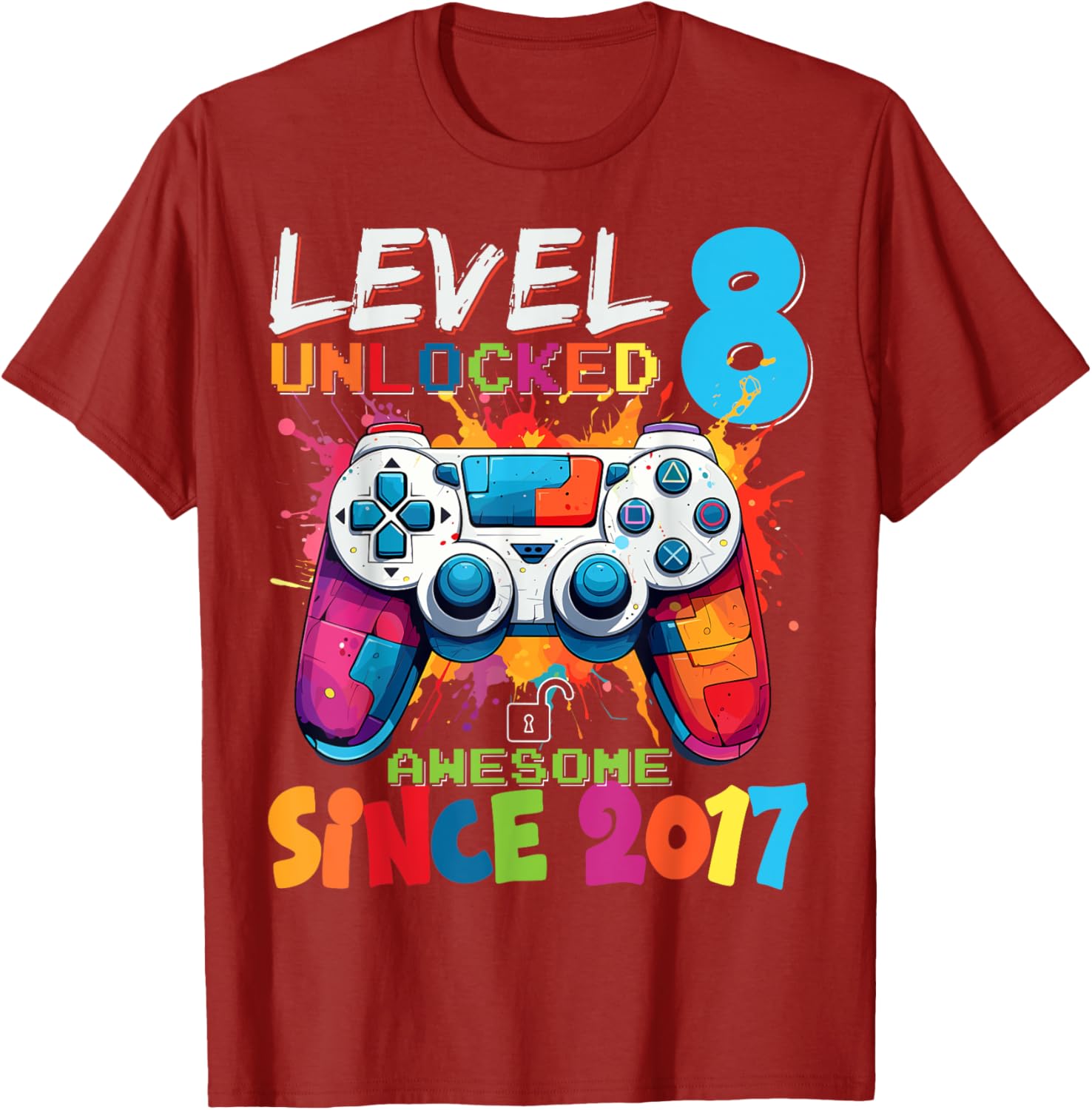 Level 8 Unlocked Video Games Birthday T-Shirt for Gamers 2017 Edition - 7
