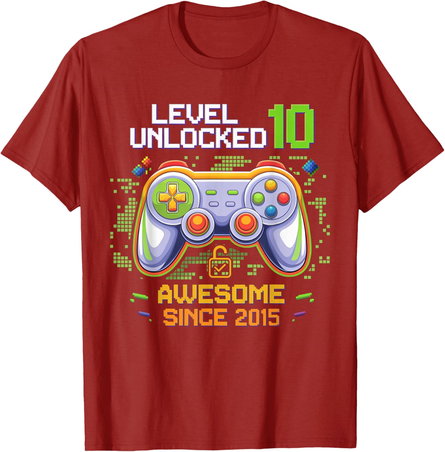 Level 10 Unlocked Birthday Gaming T-Shirt for Awesome 10 Year Olds - 10