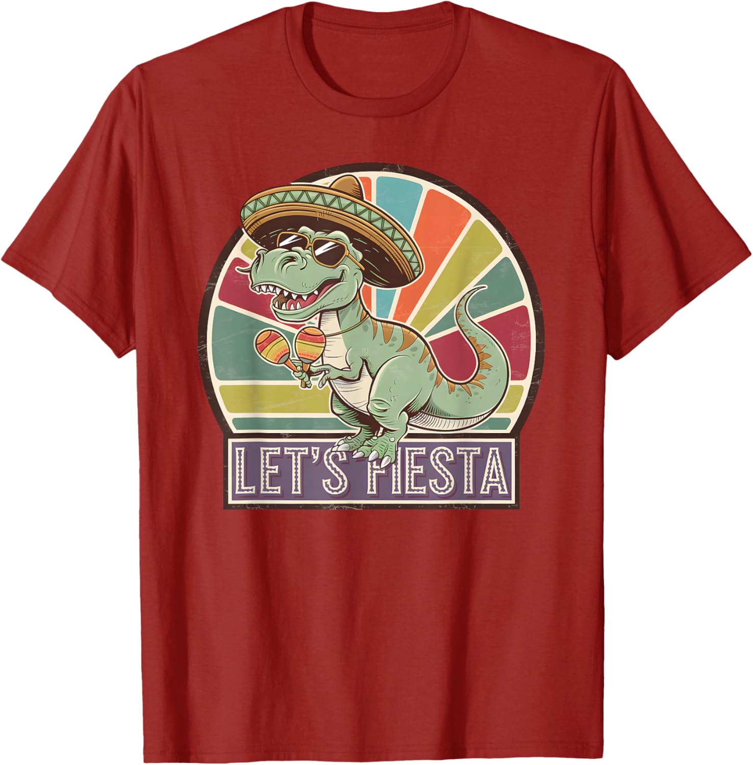 Lets Fiesta Mexican Dino T-Rex Cinco de Mayo Toddler Boys T-Shirt - 7