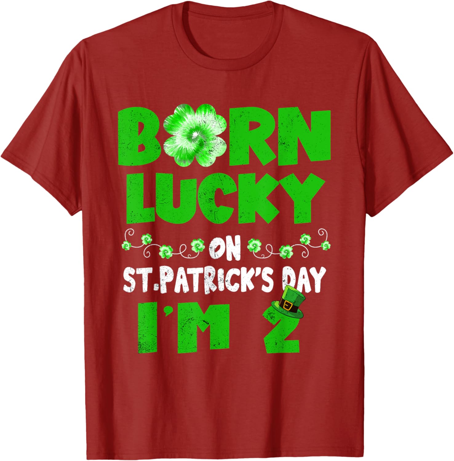 Born Lucky St. Patrick's Day 2nd Birthday T-Shirt for Kids - 11