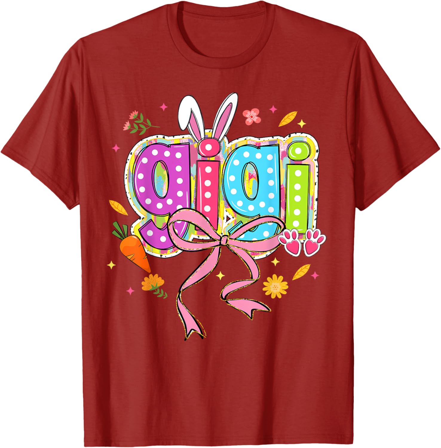 Coquette Bow Bunny Gigi Easter T-Shirt with Boho Floral Design for Family - 8