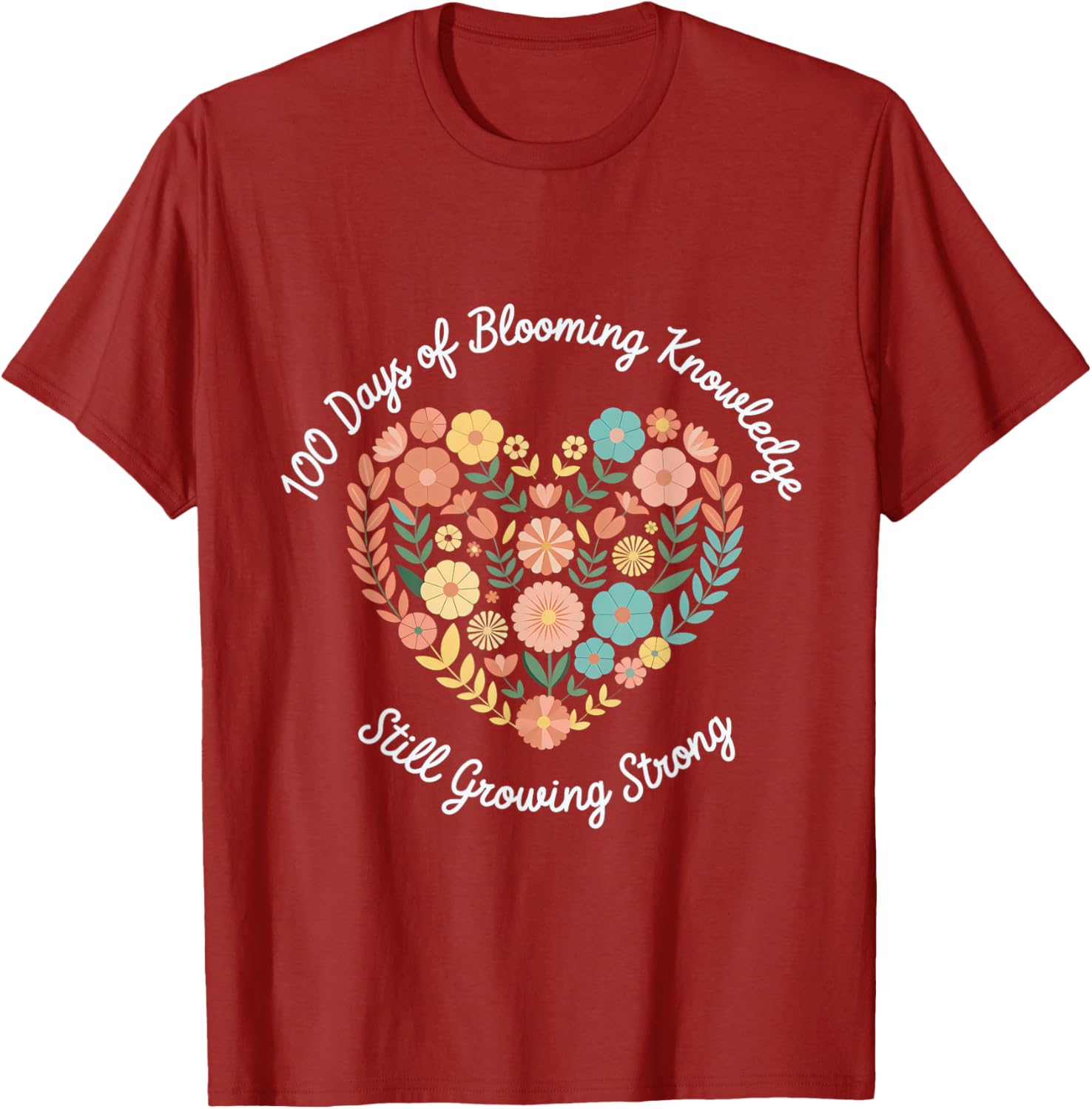Boho Flowers 100th Day of School Teacher T-Shirt for Classroom Fun - 3